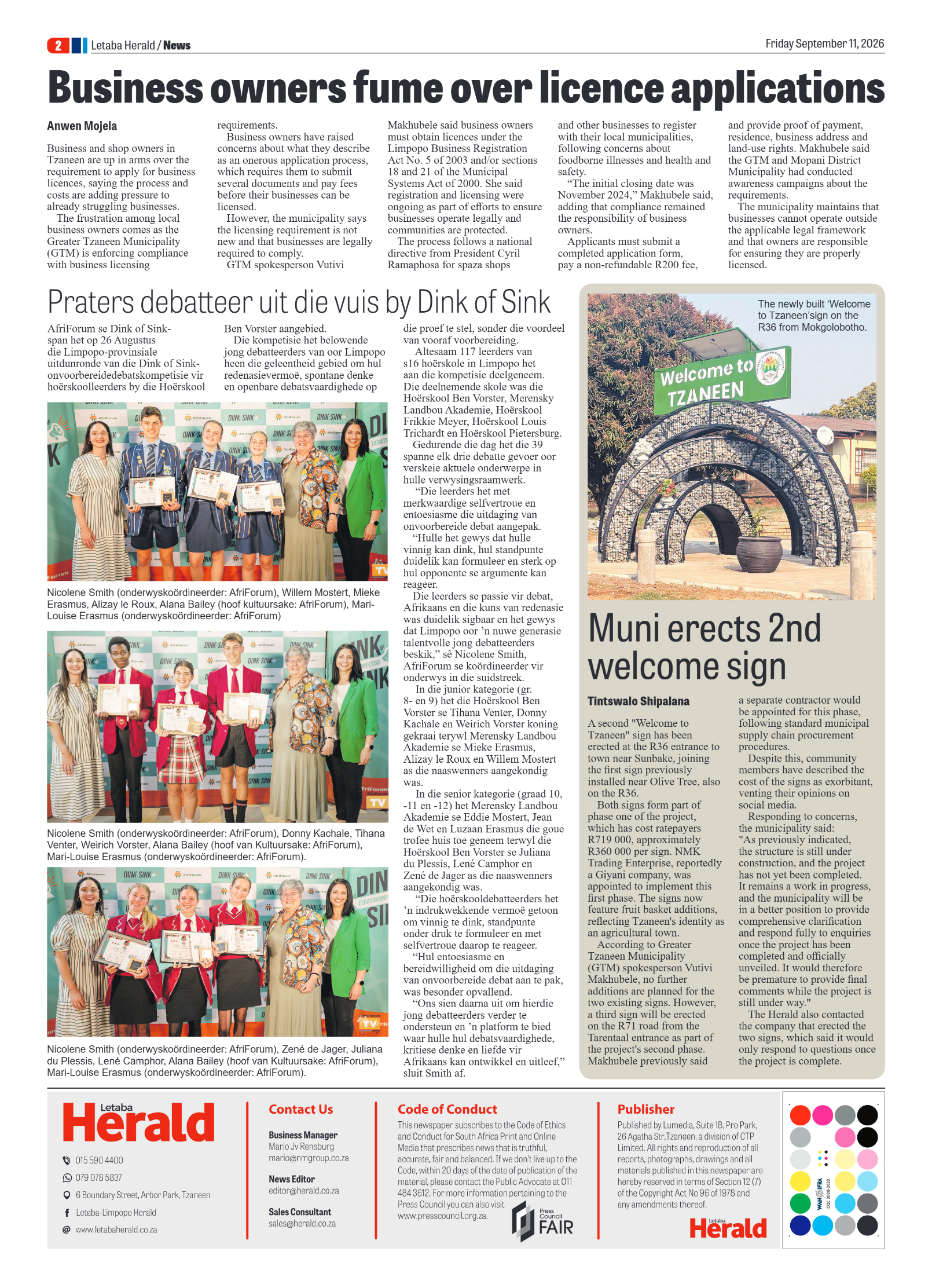 Letaba Herald 11 September 2026 page 2