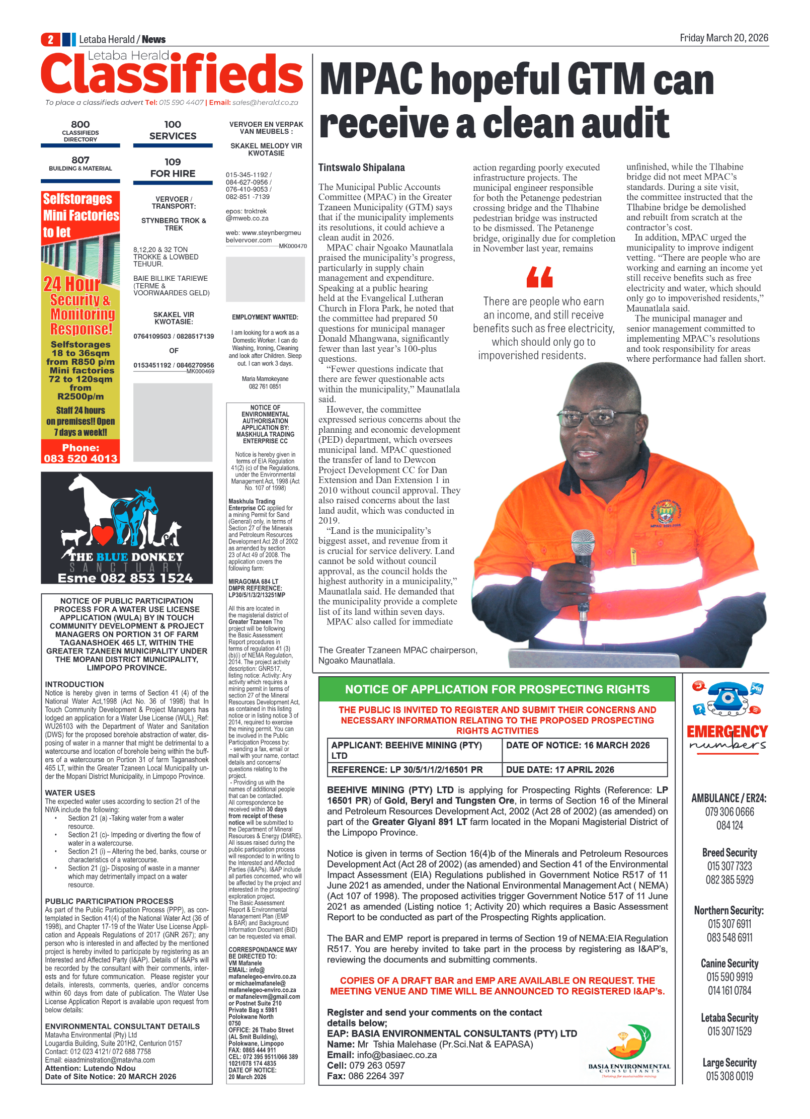 Letaba Herald 20 March 2026 page 2