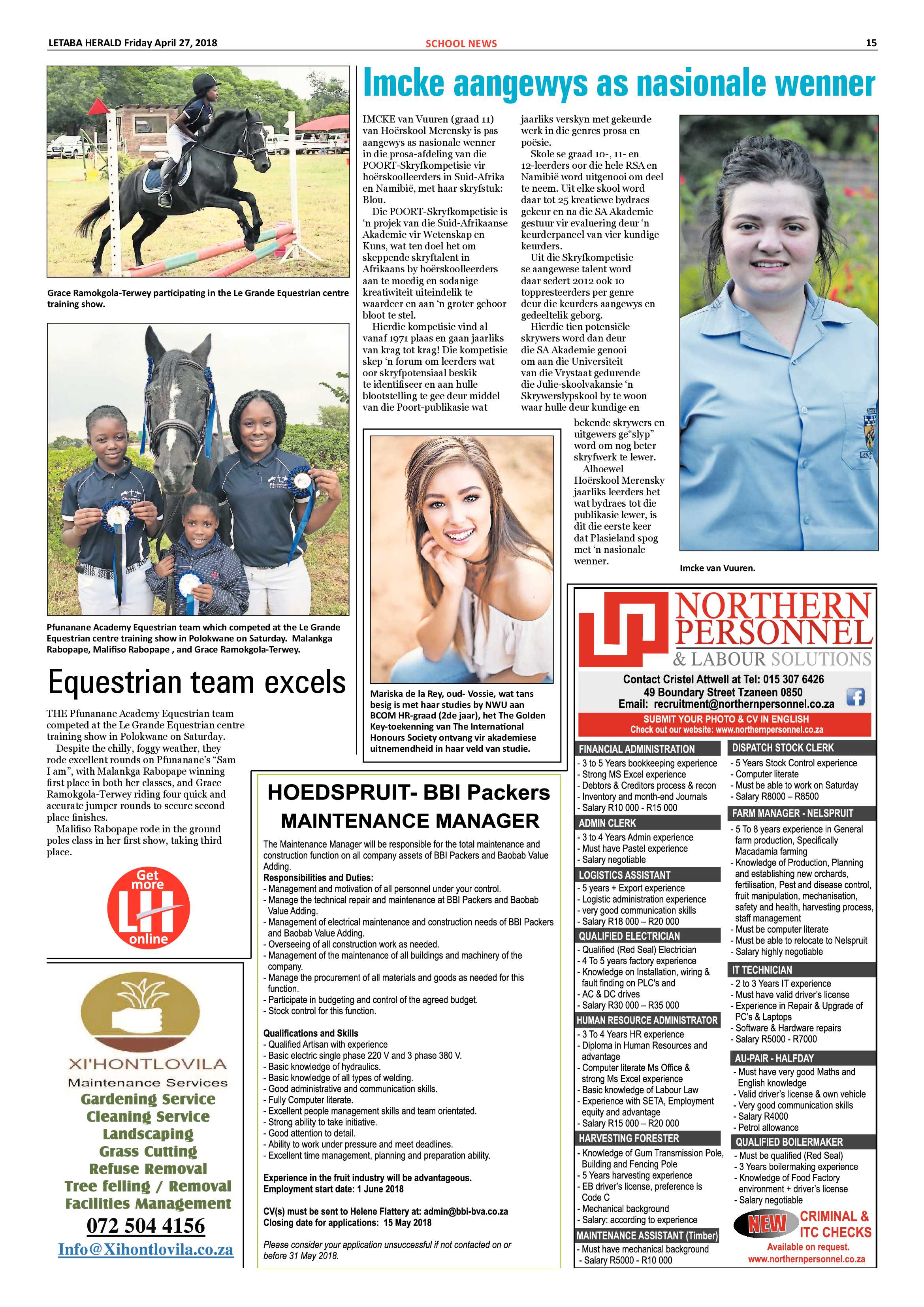Letaba Herald  – 20 April 2018 page 15