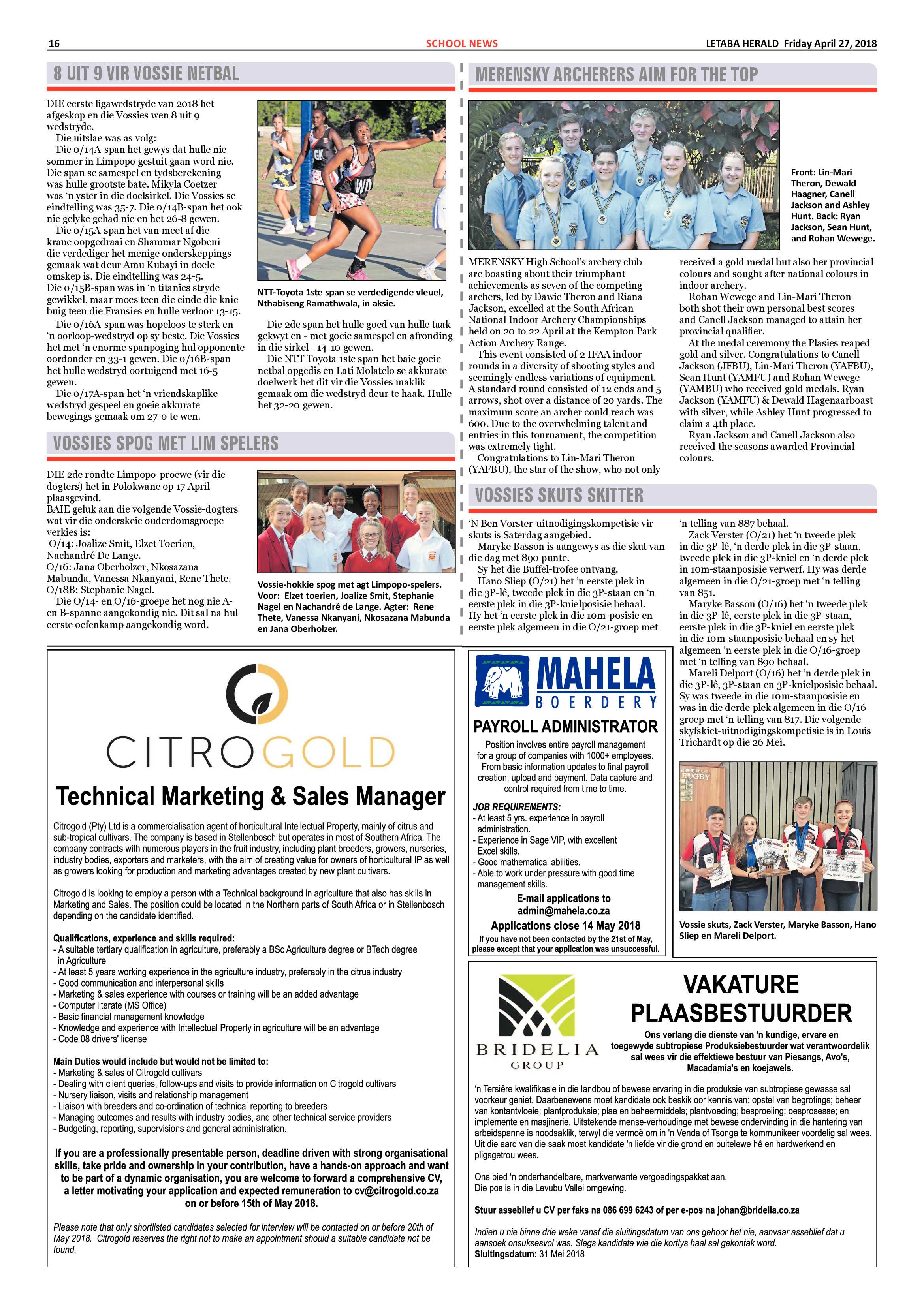 Letaba Herald  – 20 April 2018 page 16