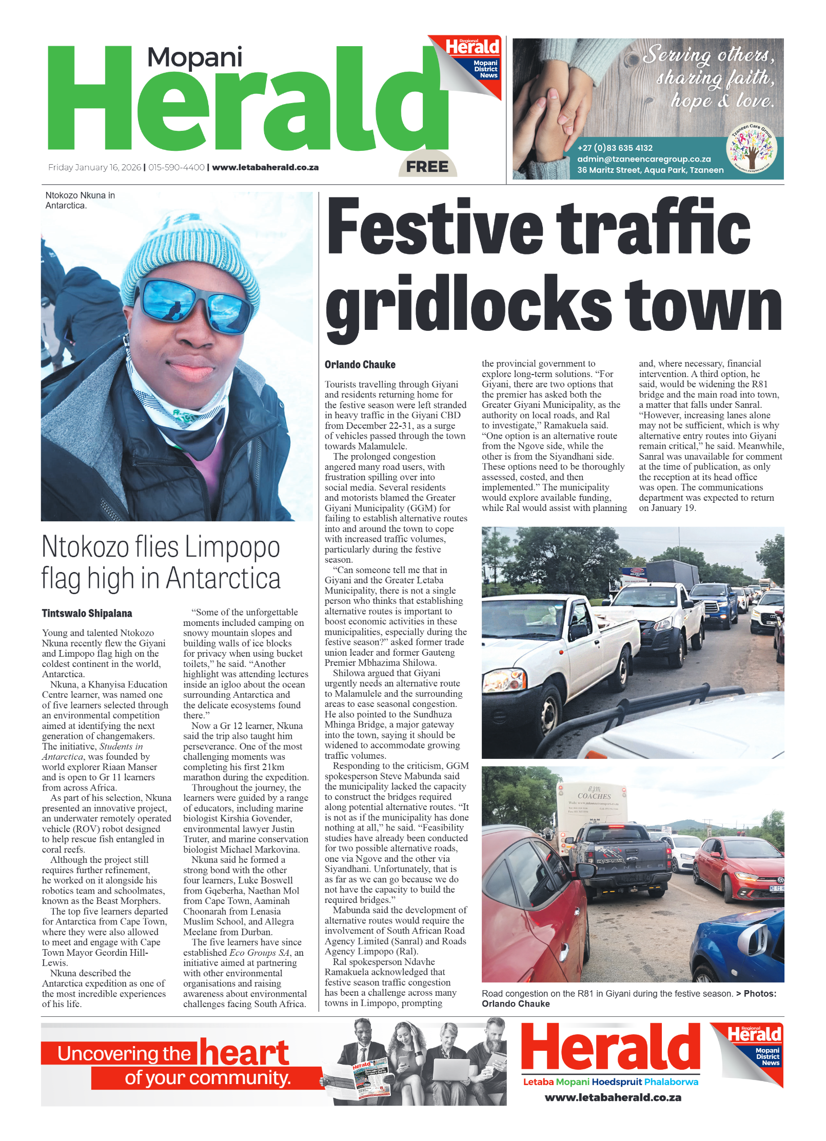 Mopani Herald 16 Jan 2026 page 1