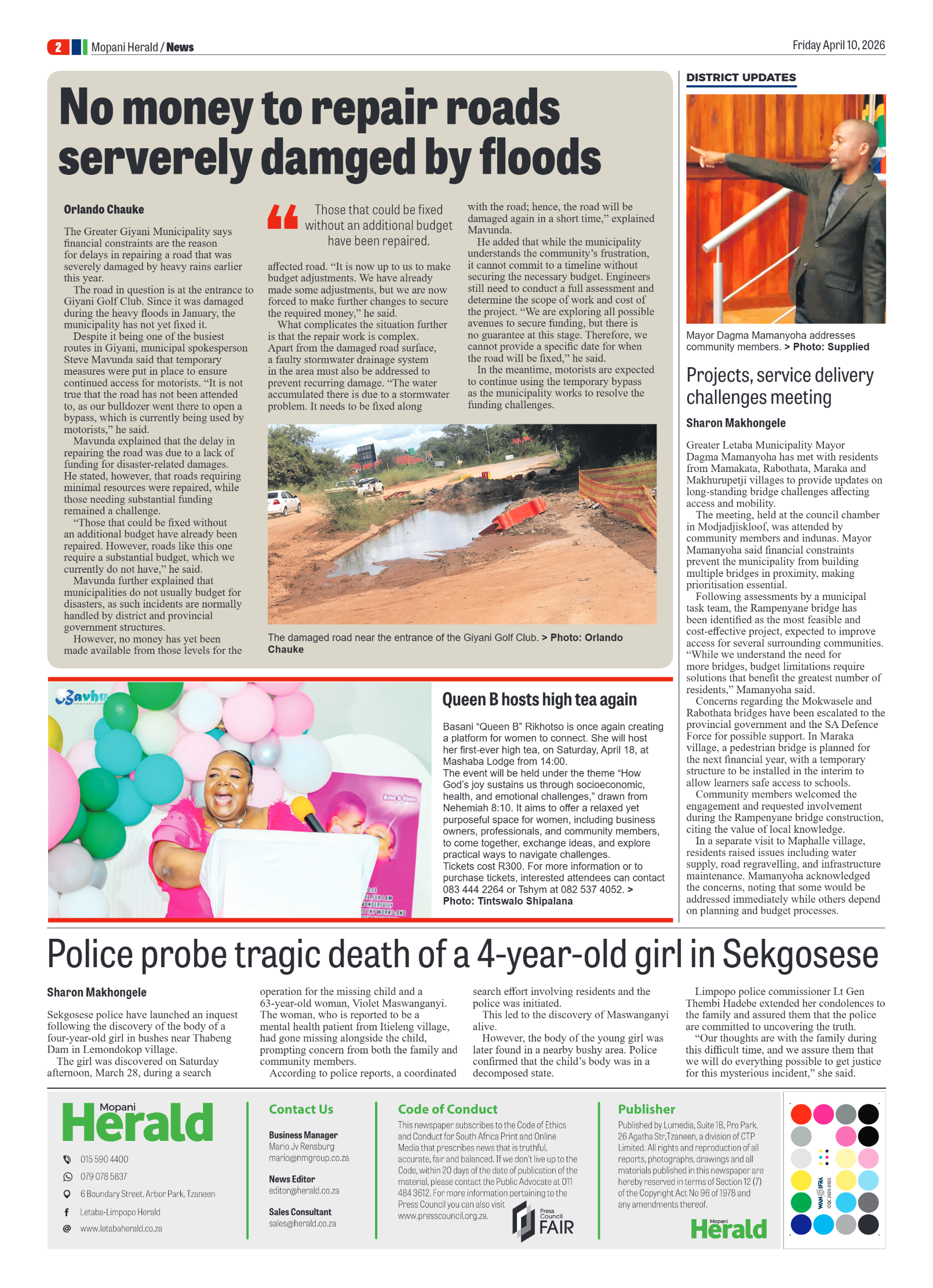 Mopani Herald 10 April 2026 page 2