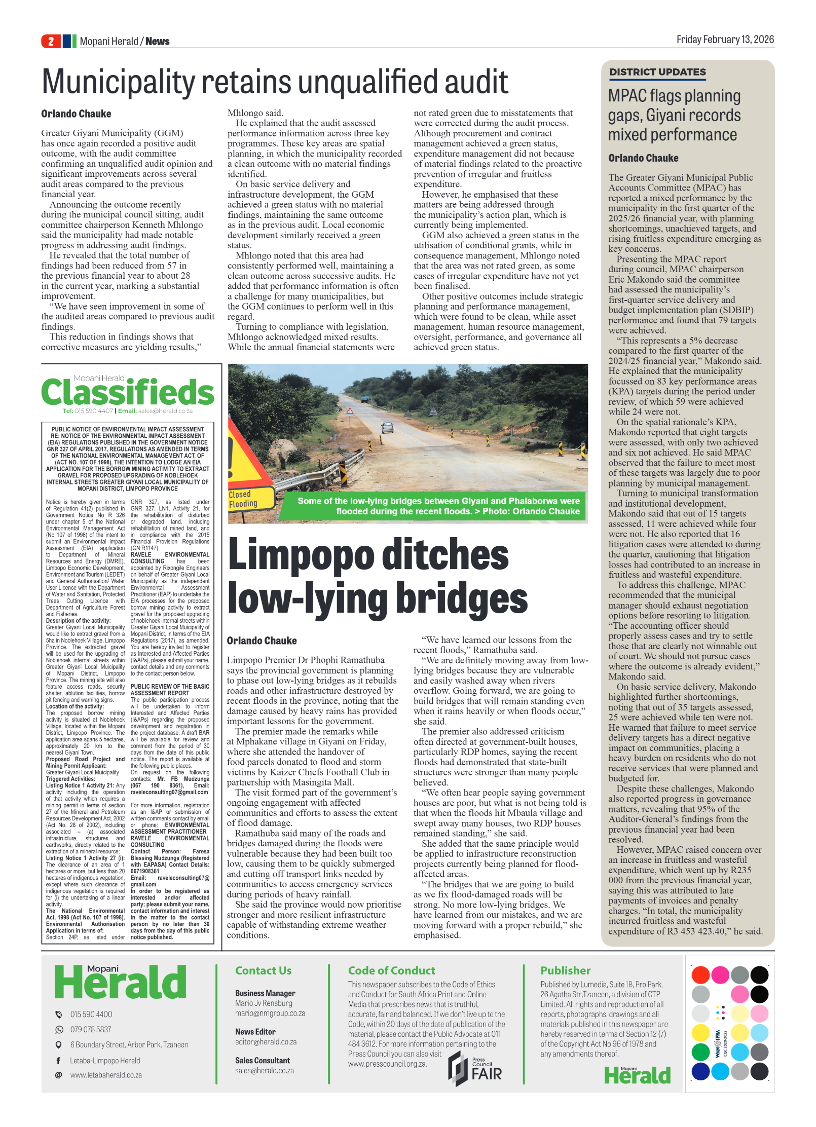 Mopani Herald 13 Feb 2026 page 2