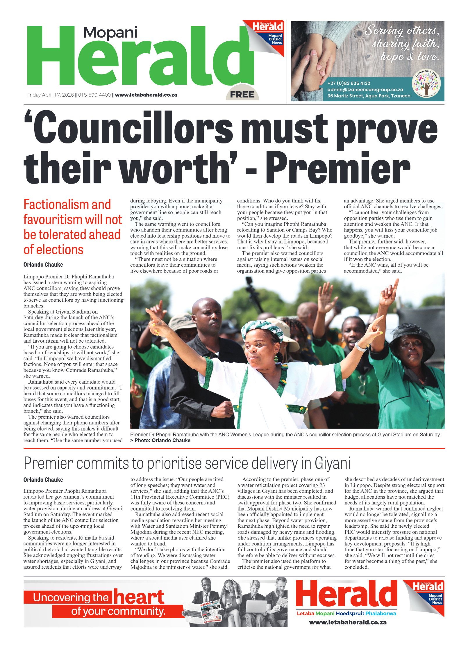 Mopani Herald 17 April 2026 page 1