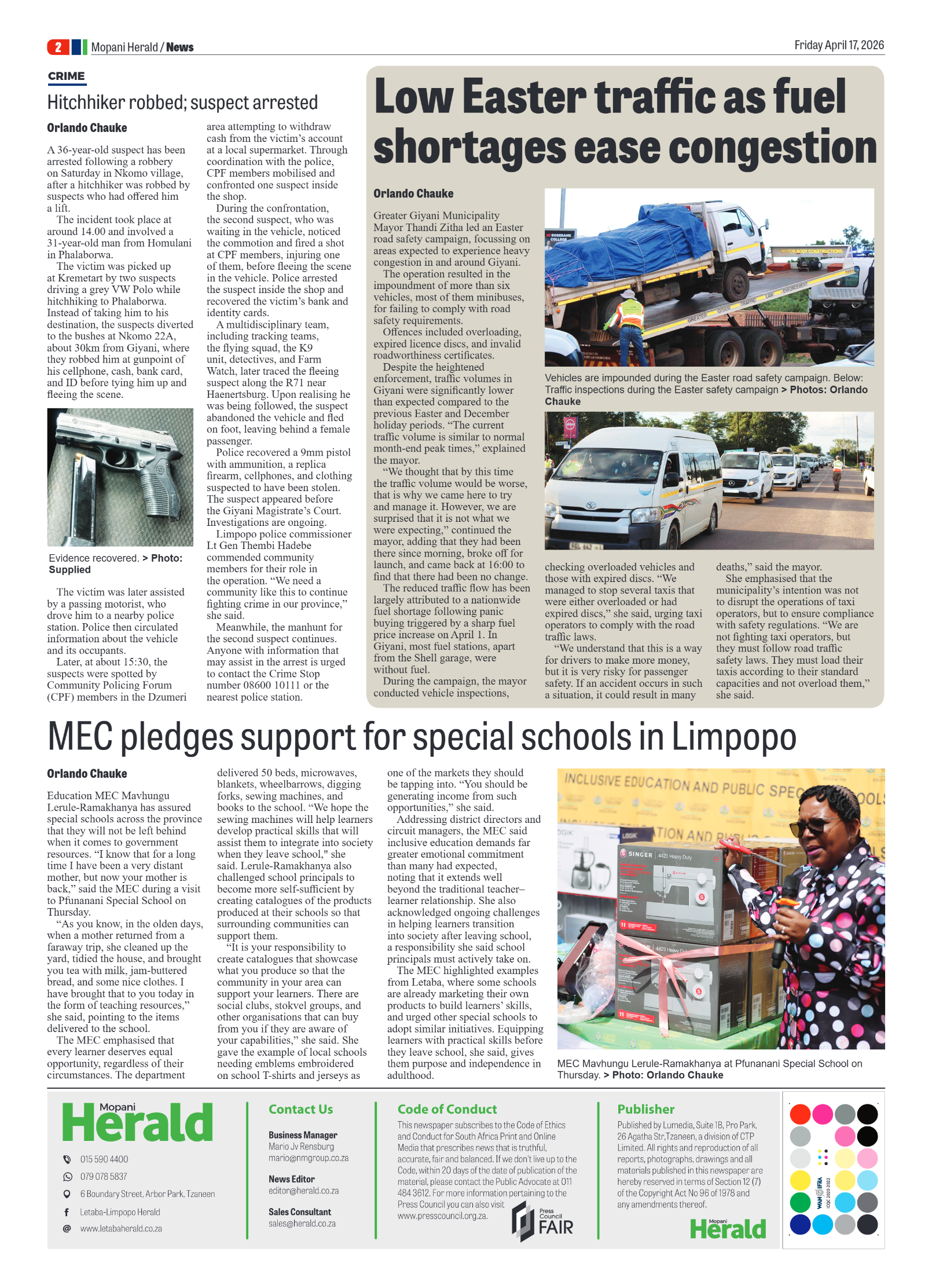 Mopani Herald 17 April 2026 page 2
