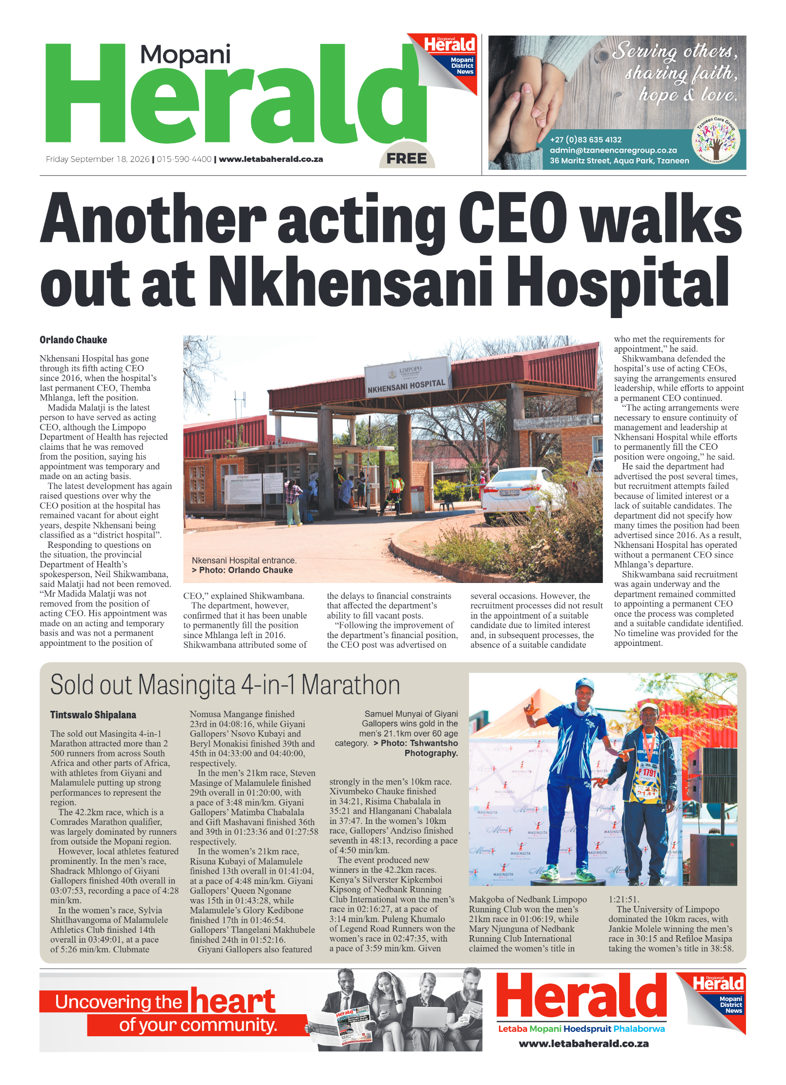 Mopani Herald 18 September 2026 page 1