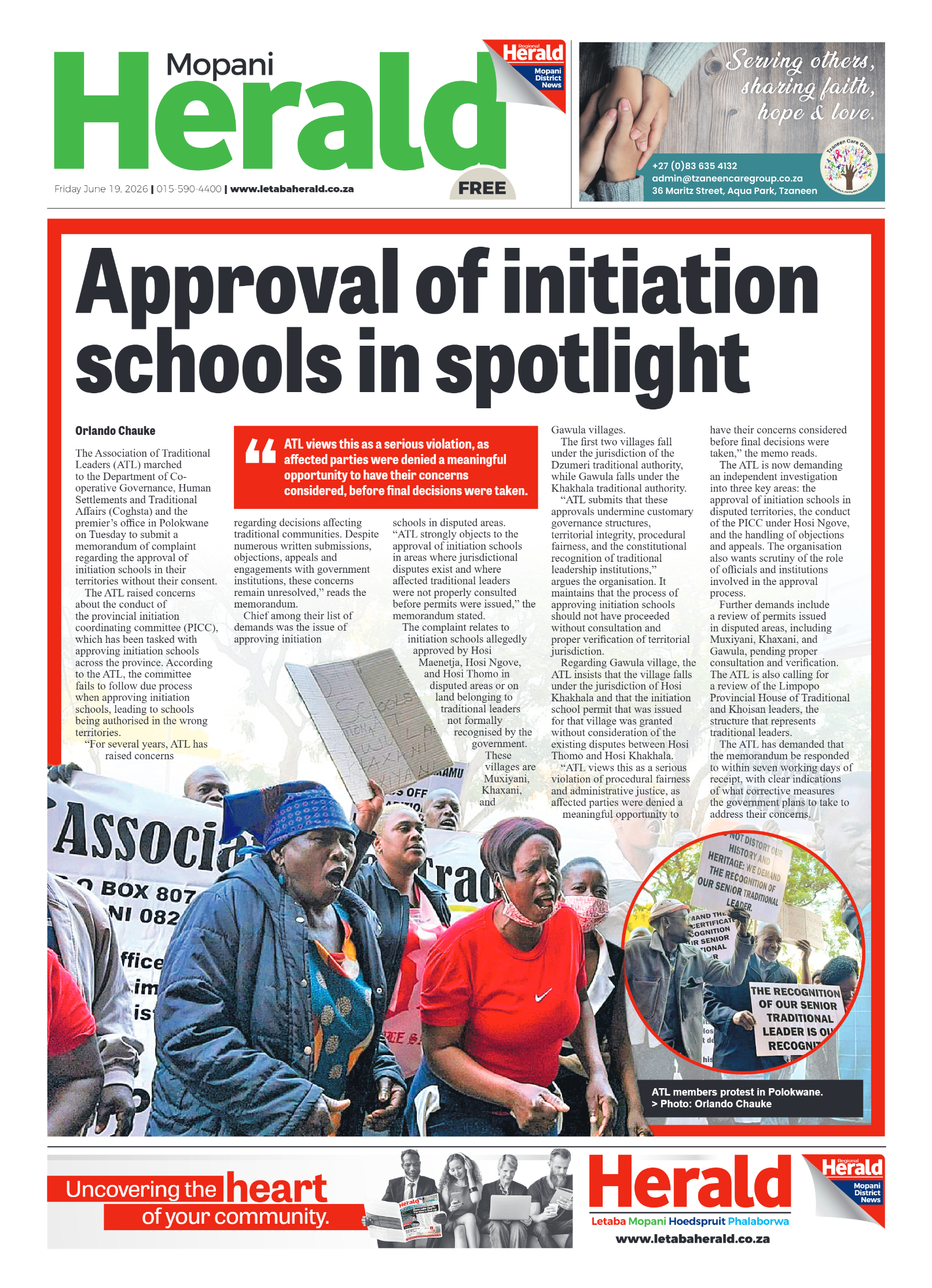Mopani Herald 19 June 2026 page 1