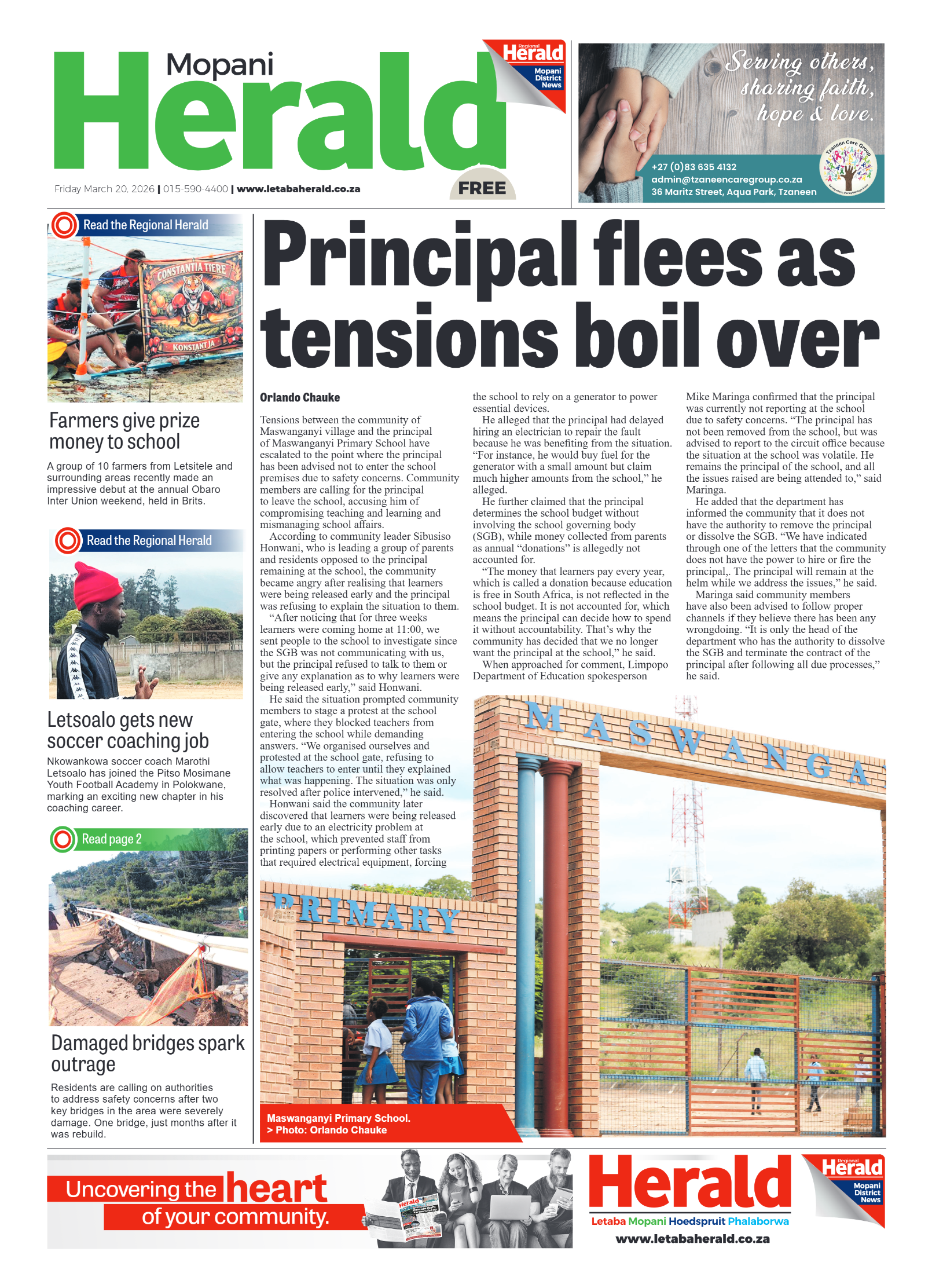 Mopani Herald 20 March 2026 page 1