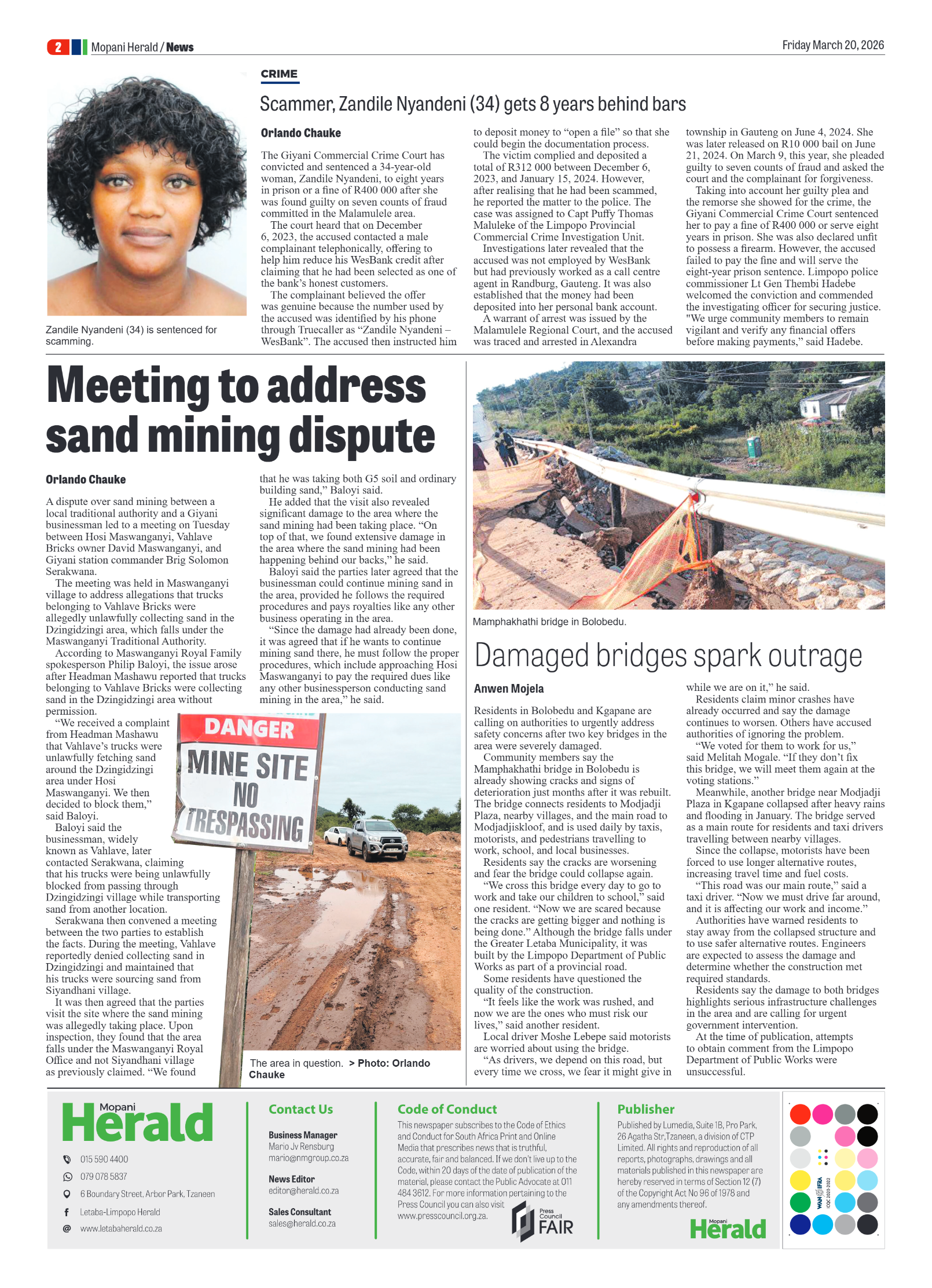 Mopani Herald 20 March 2026 page 2