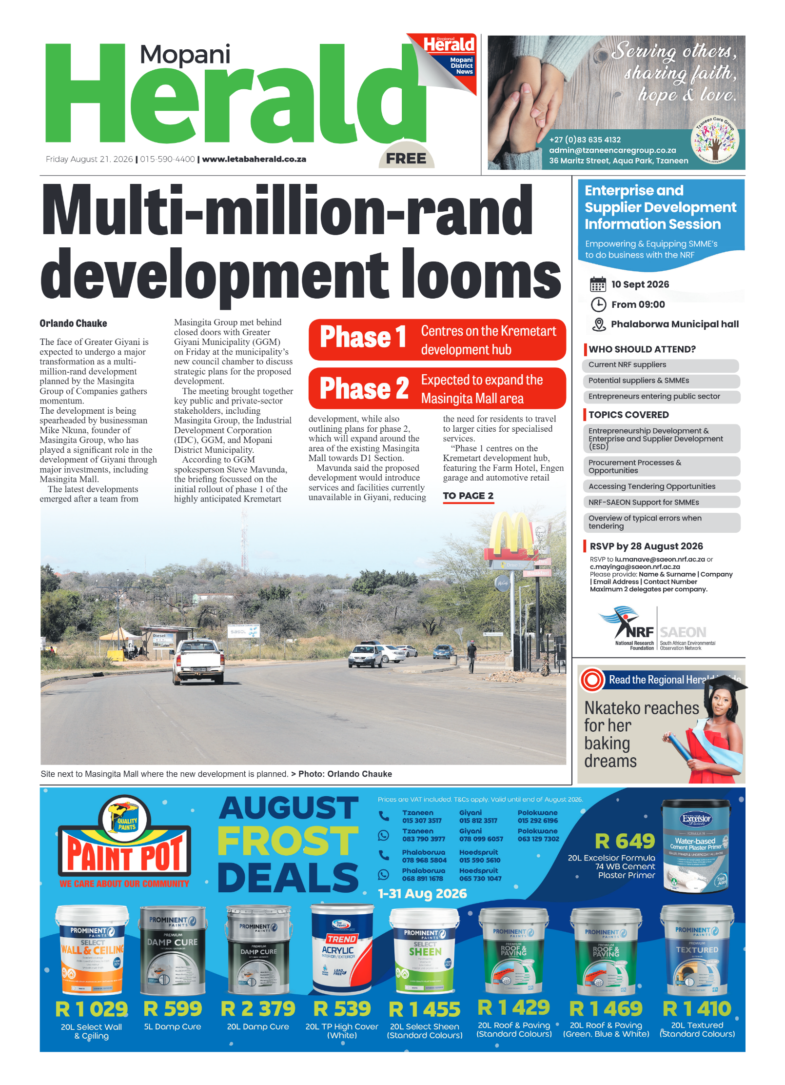 Mopani Herald 21 August 2026 page 1