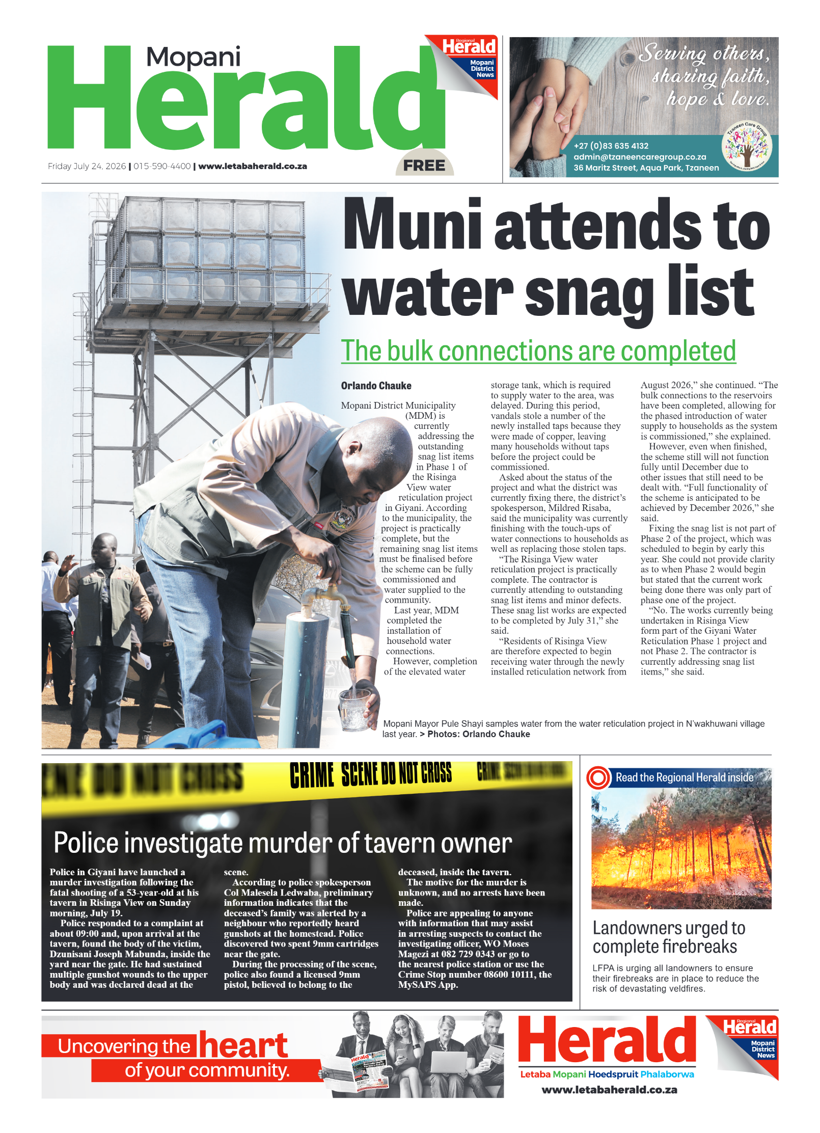 Mopani Herald 24 July 2026 page 1