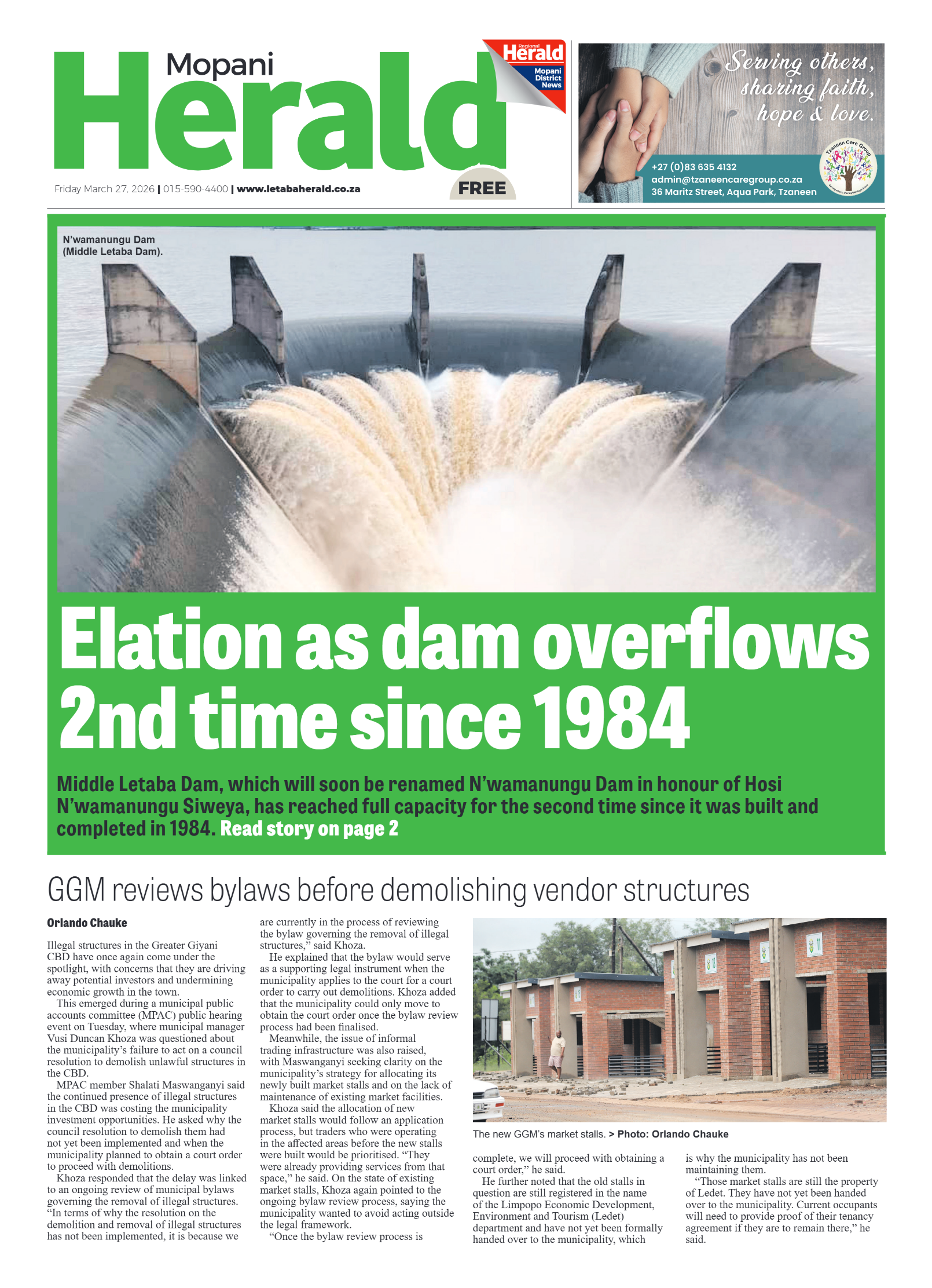 Mopani Herald 27 March 2026 page 1