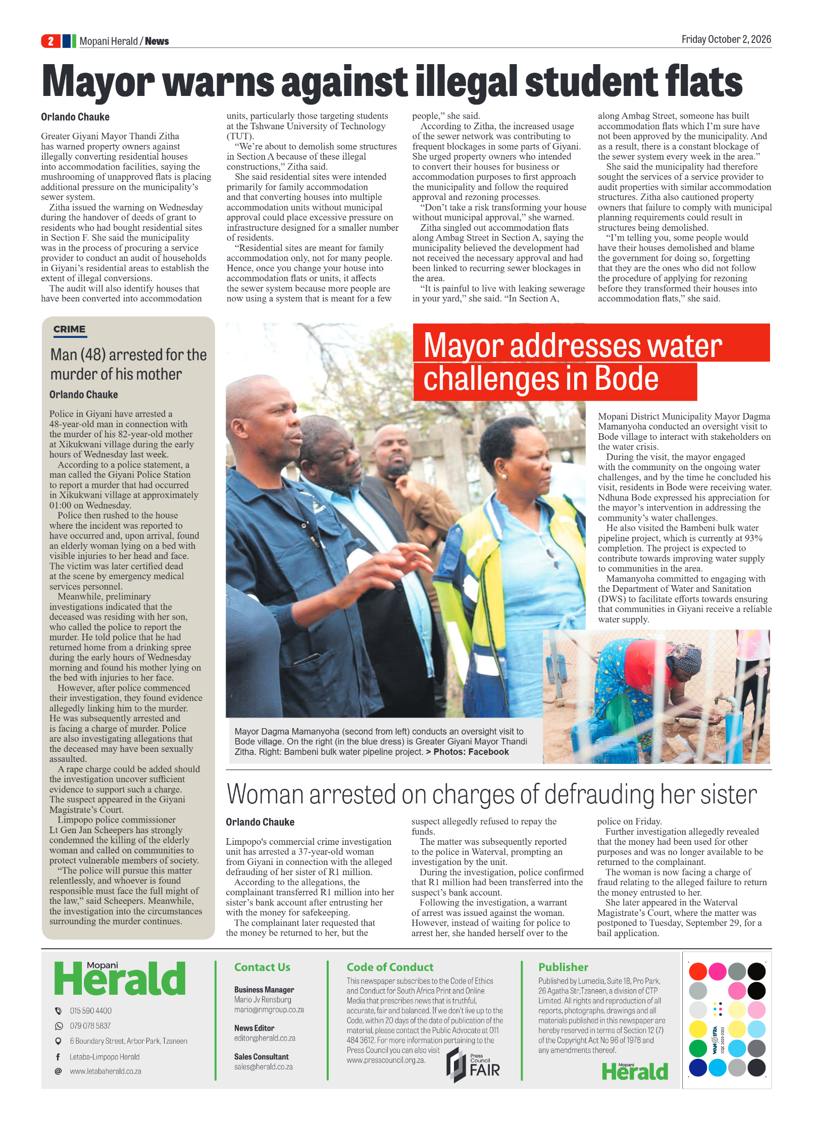 Mopani Herald 2 October 2026 page 2