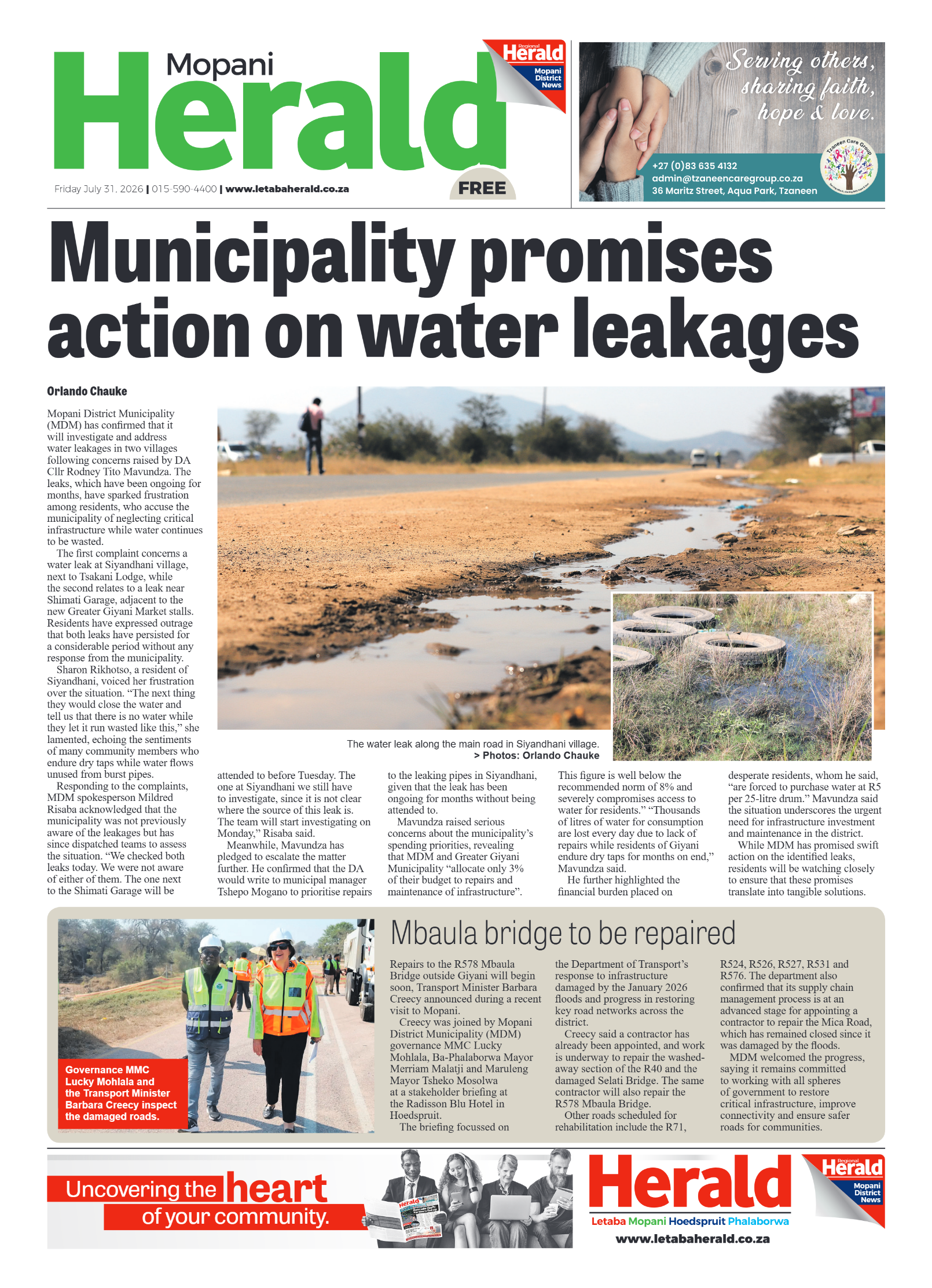 Mopani Herald 31 July 2026 page 1