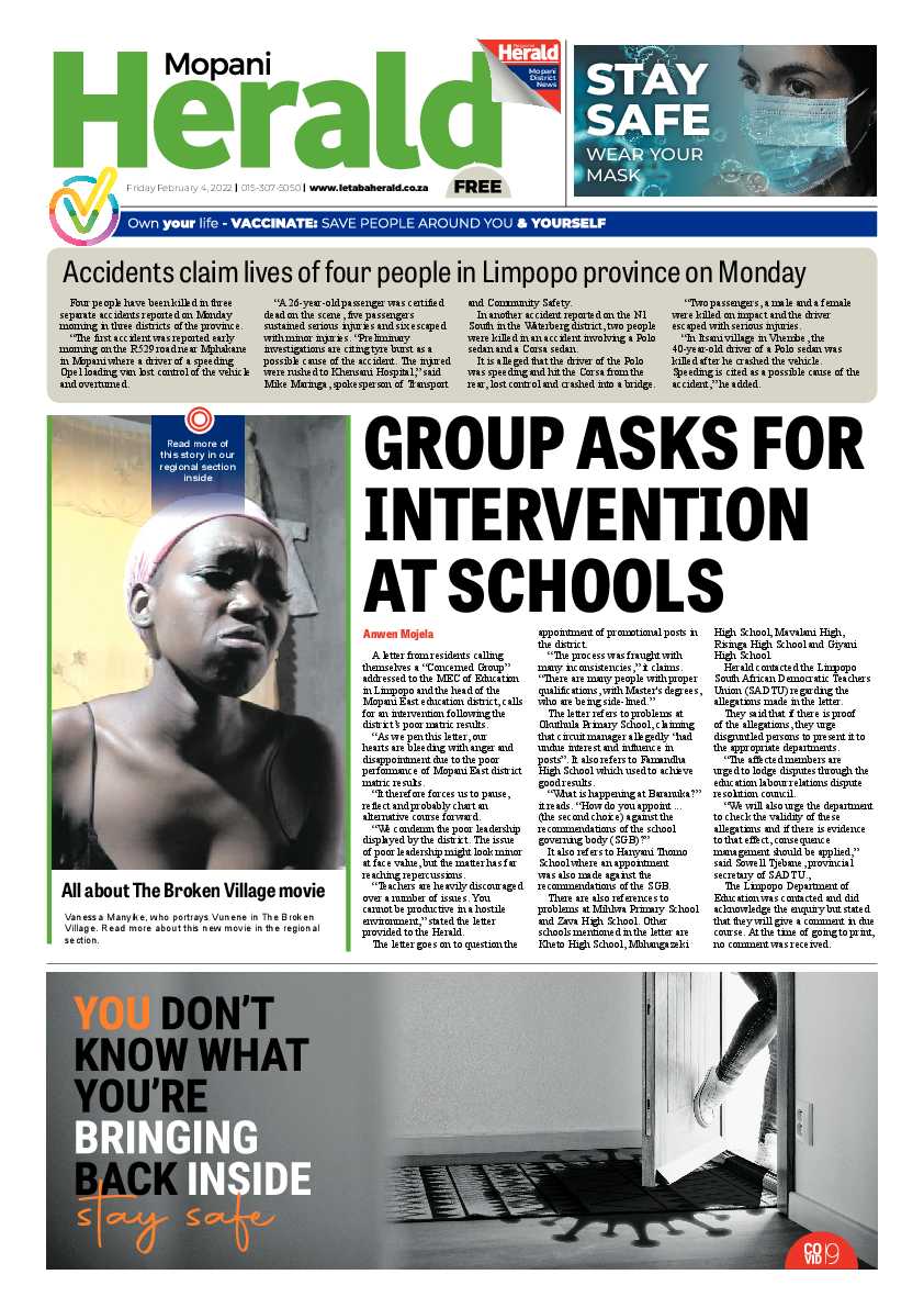 Mopani Herald 4 Feb 2022 page 1