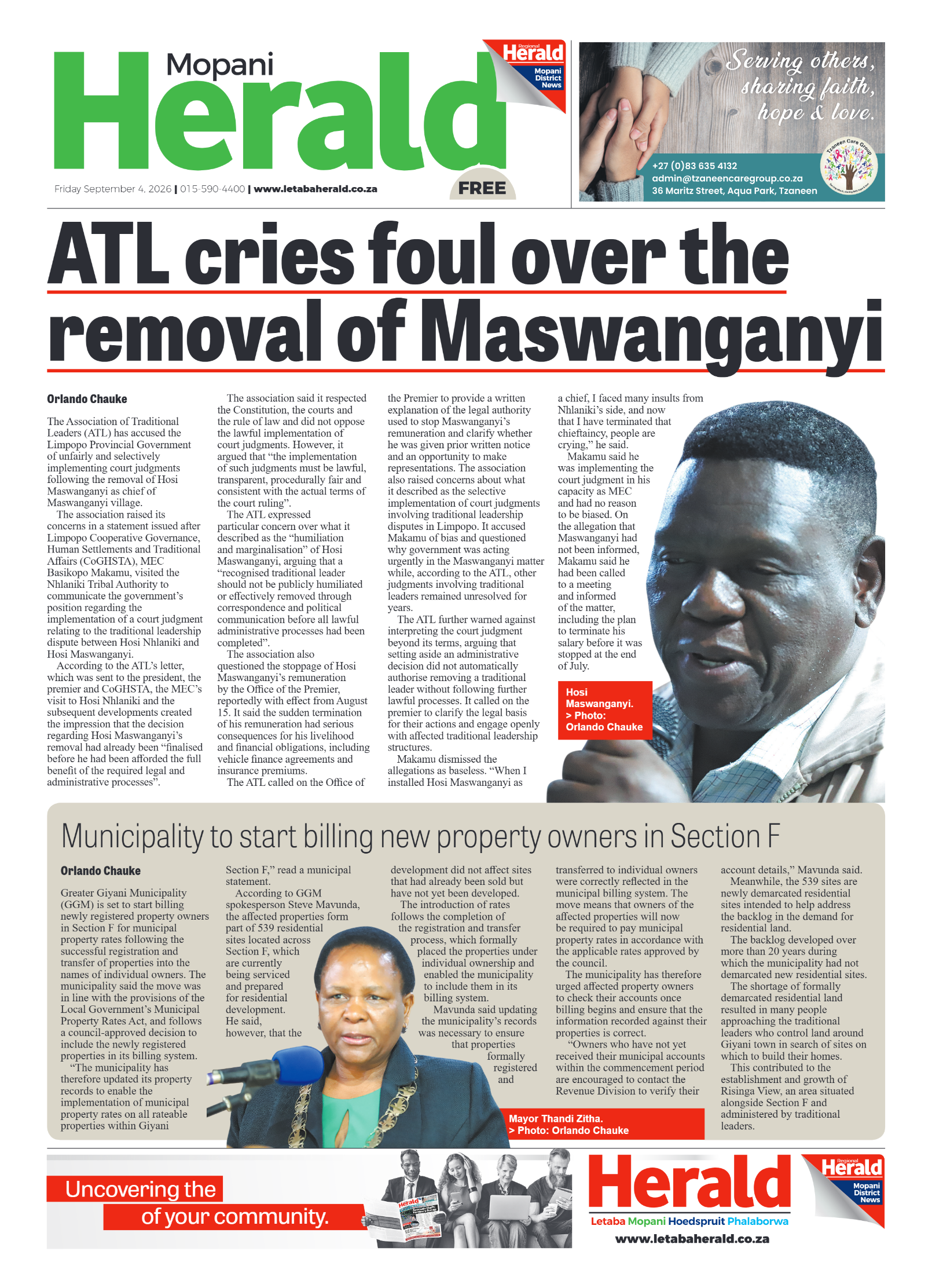 Mopani Herald 4 September 2026 page 1