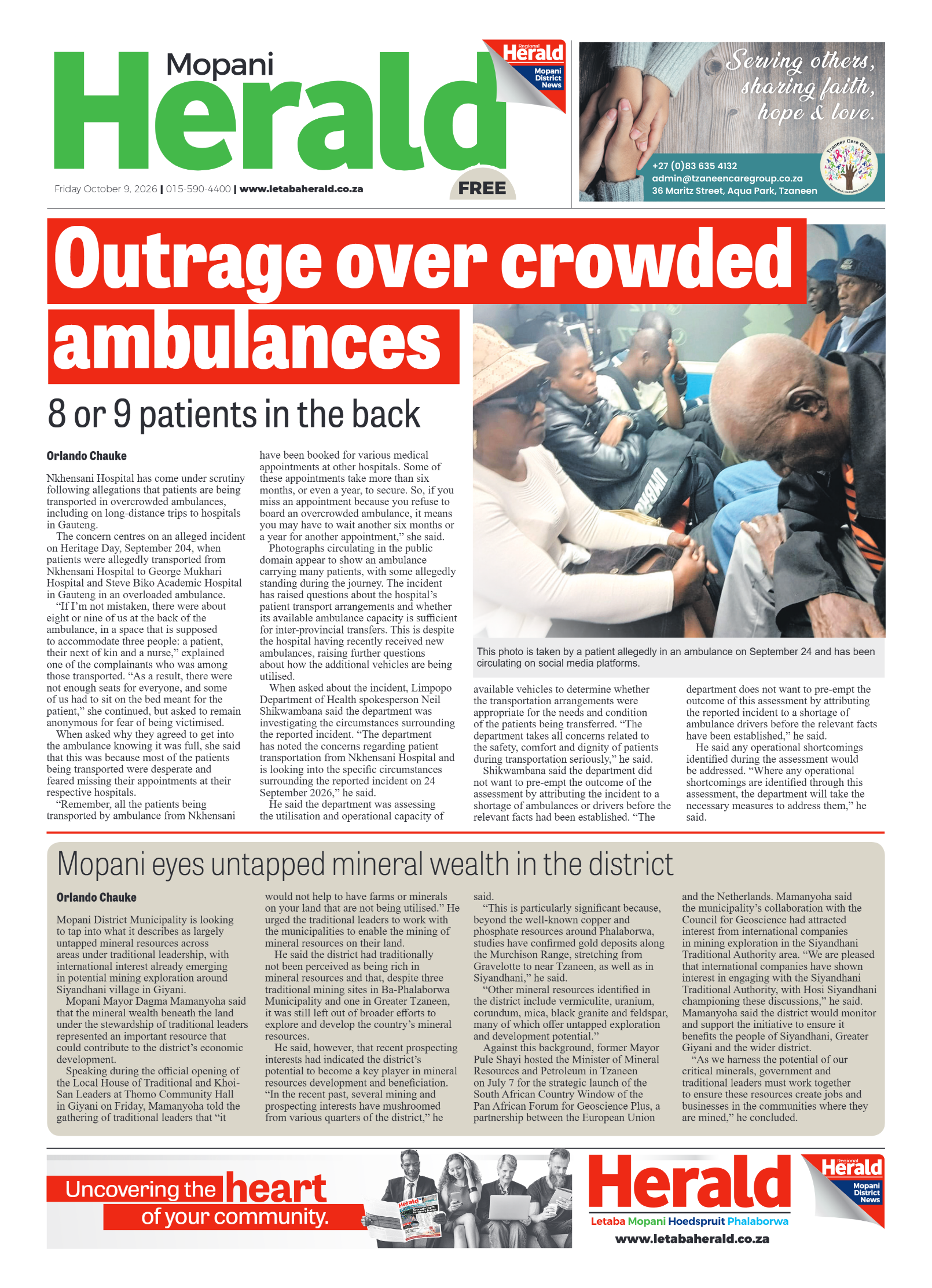 Mopani Herald 9 October 2026 page 1