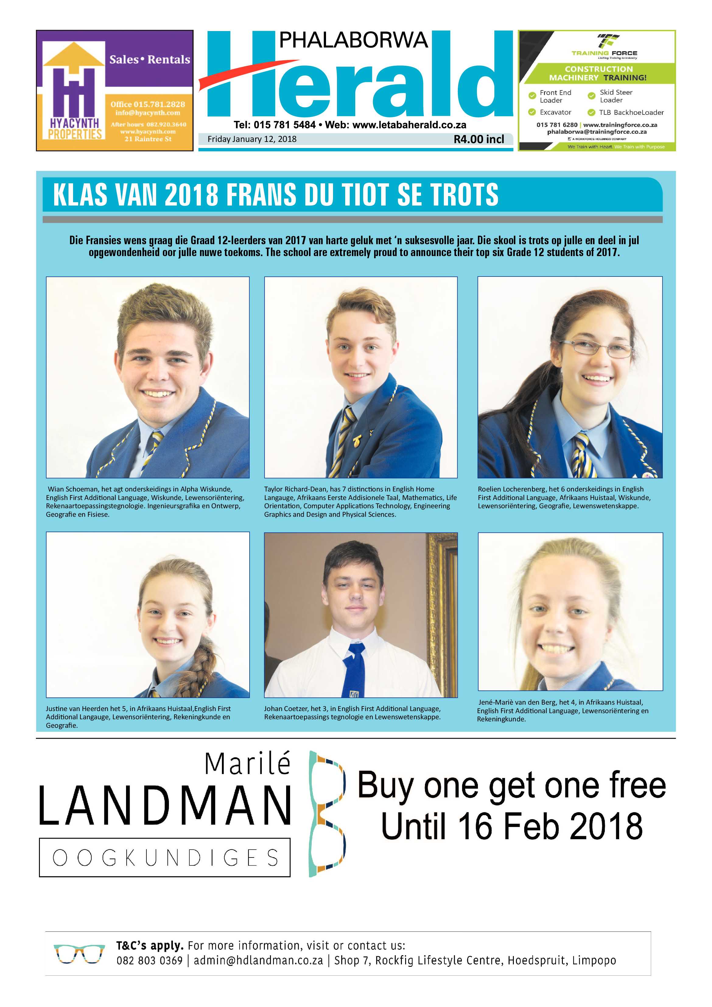 Phalaborwa Herald-12 January 2018 page 1