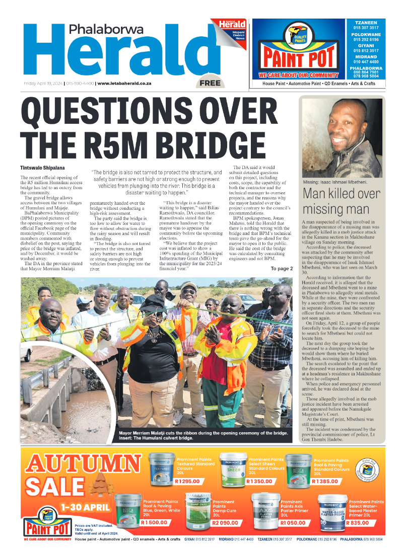 Phalaborwa Herald page 1