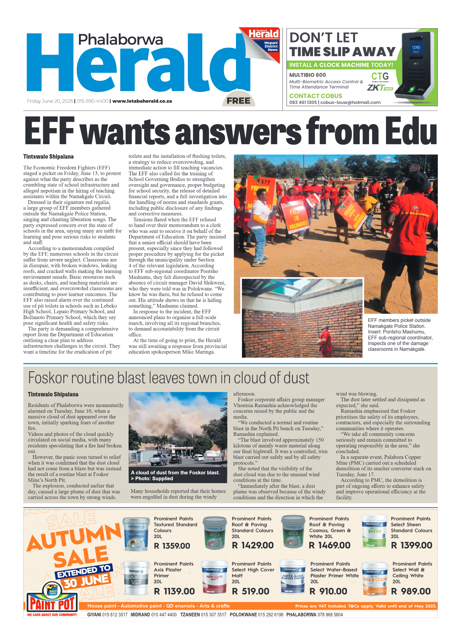 Phalaborwa Herald page 1