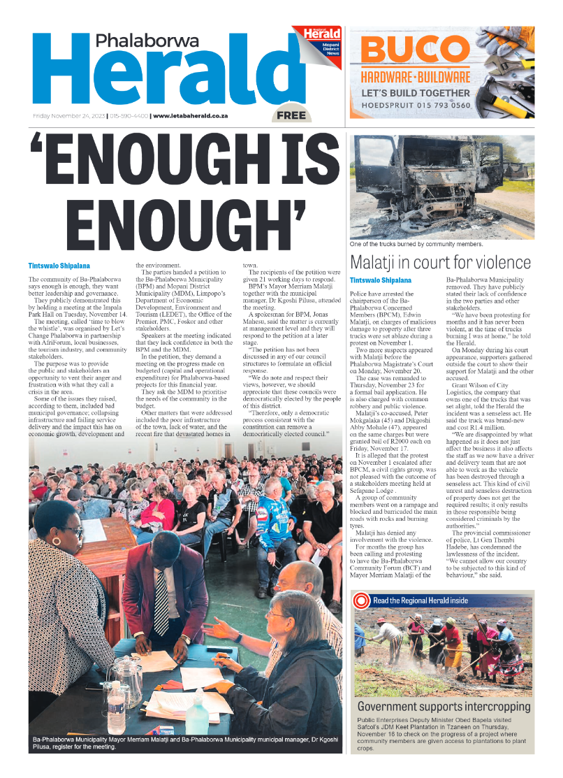 Phalaborwa Herald page 1