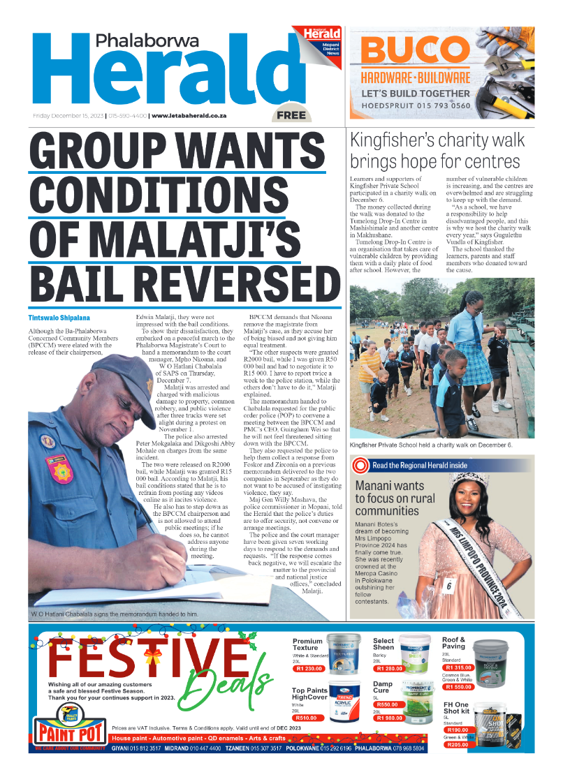 Phalaborwa Herald page 1