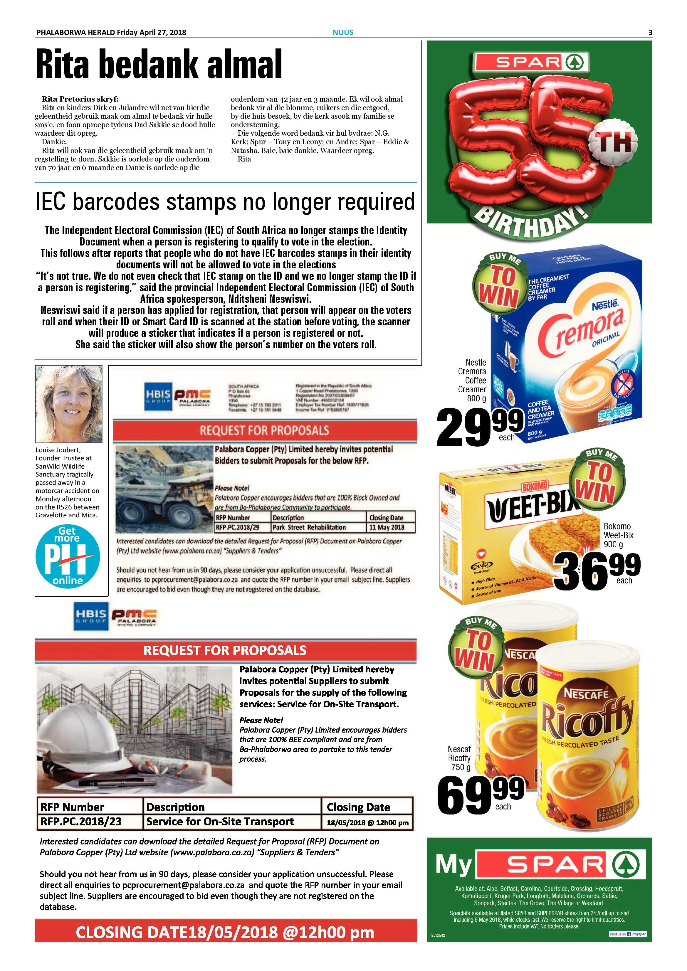 Phalaborwa Herald – 20 April 2018 page 3
