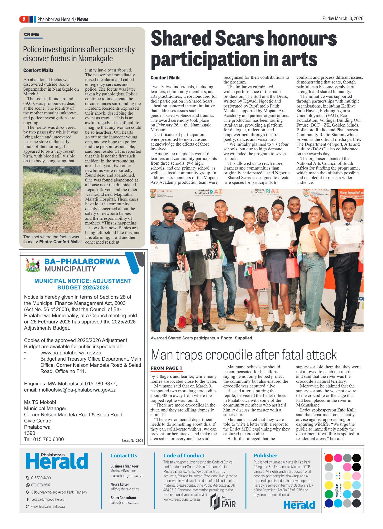 Phalaborwa Herald 13 March 2026 page 2