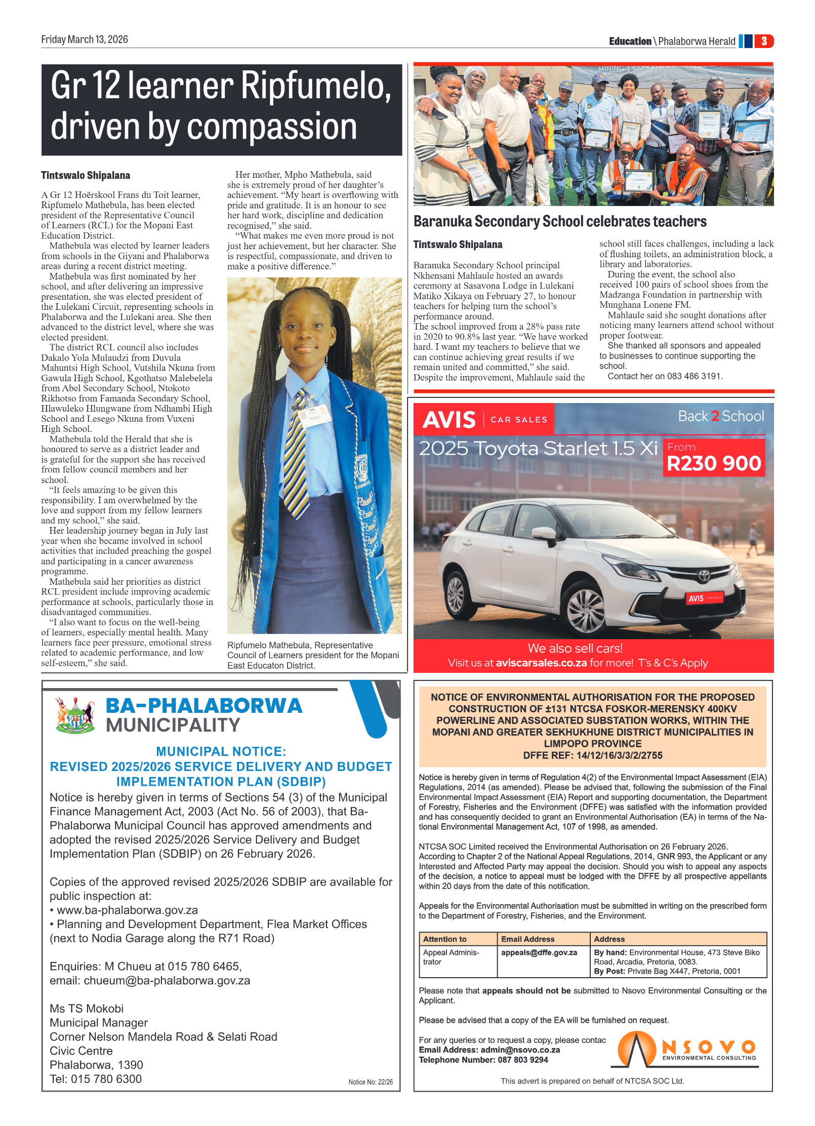Phalaborwa Herald 13 March 2026 page 7