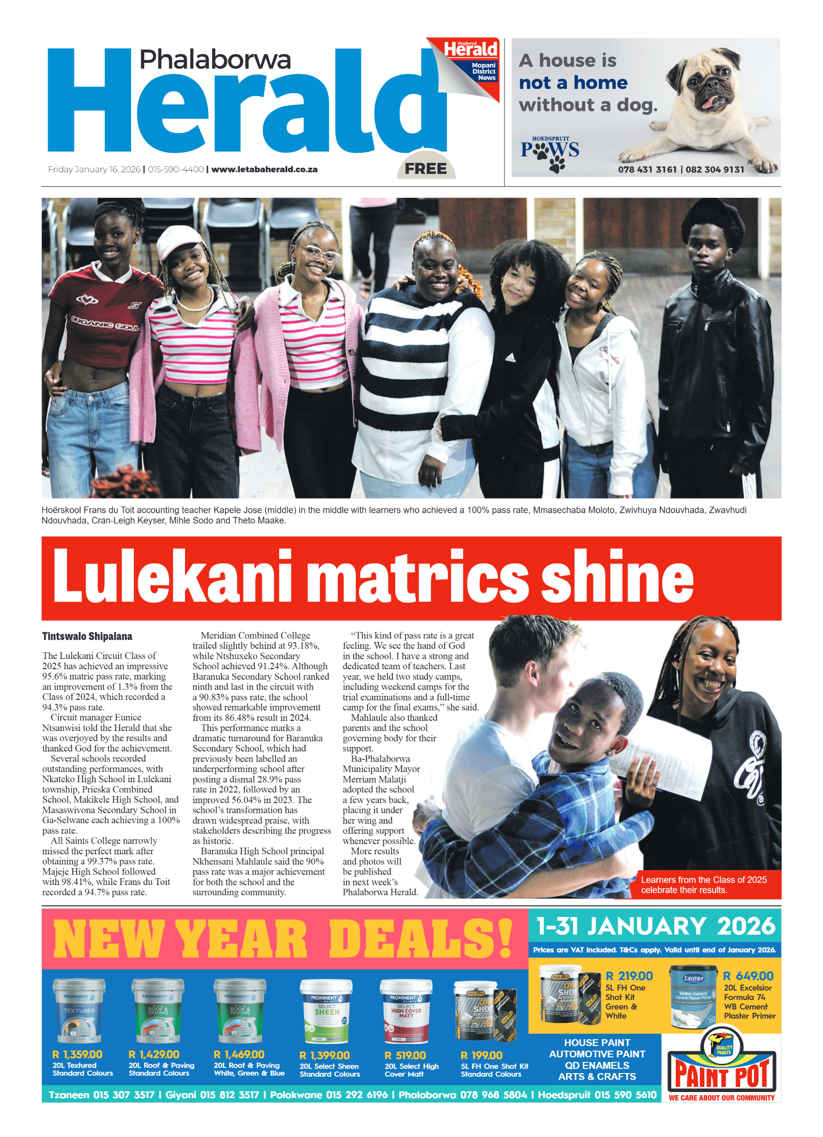 Phalaborwa Herald 16 Jan 2026 page 1