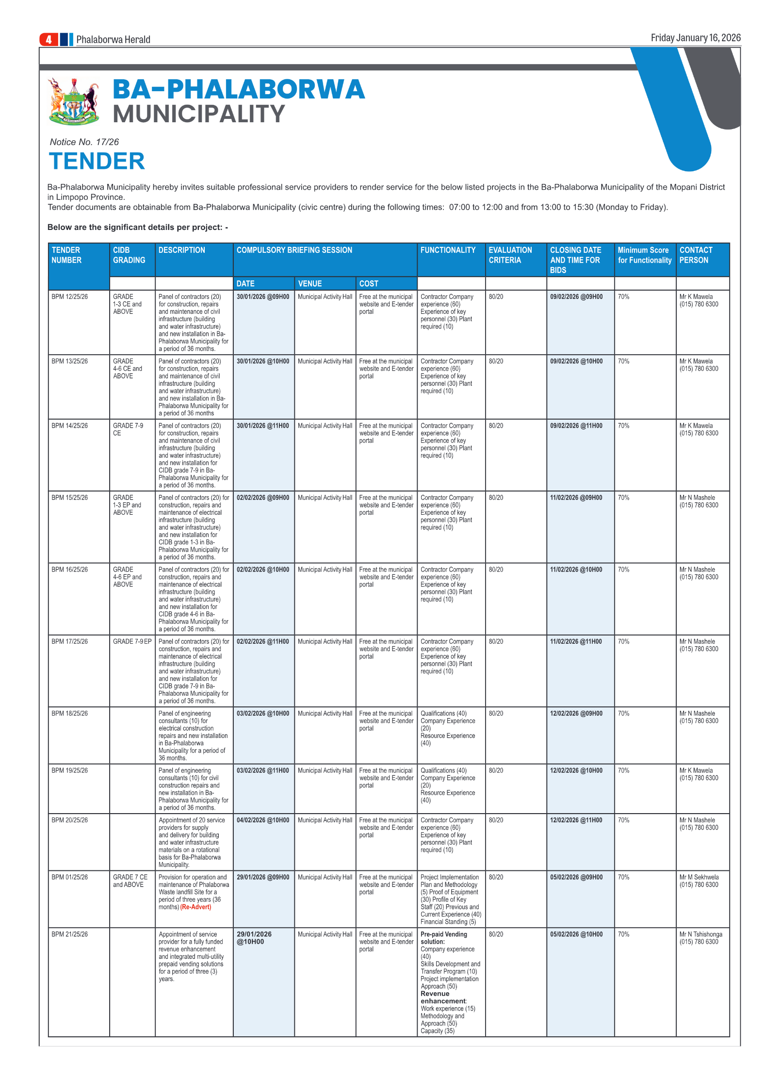 Phalaborwa Herald 16 Jan 2026 page 4