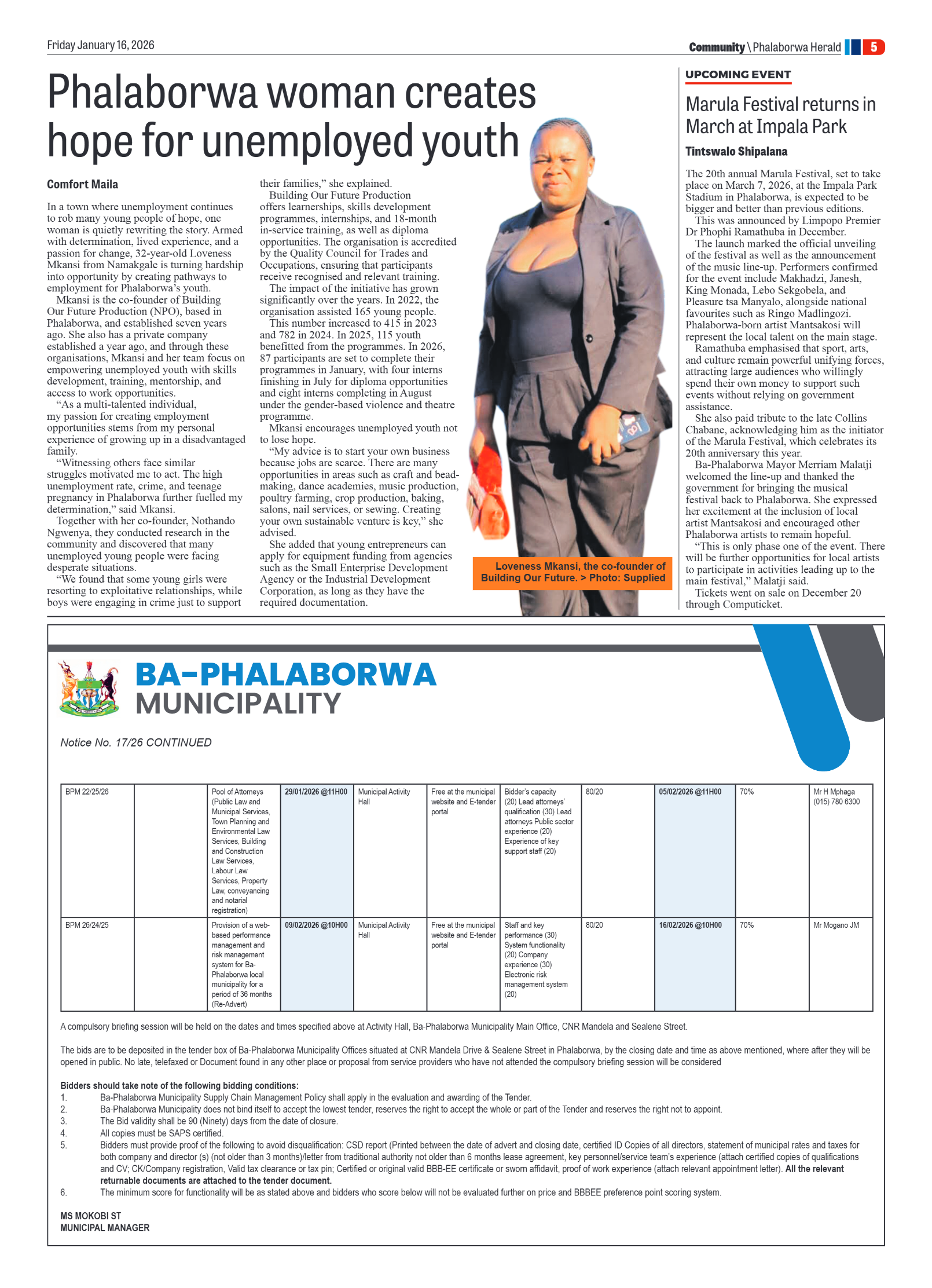 Phalaborwa Herald 16 Jan 2026 page 9