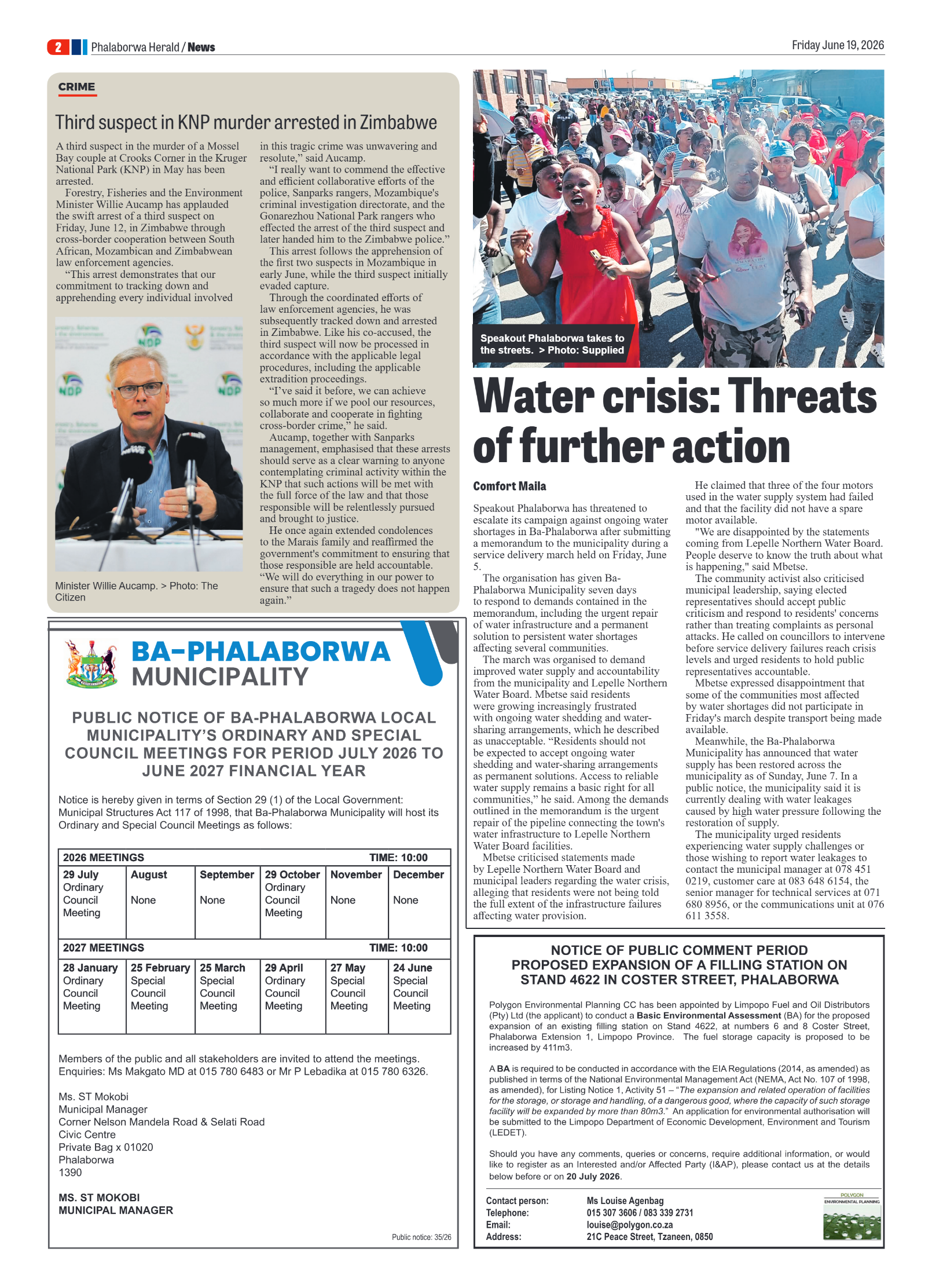 Phalaborwa Herald 19 June 2026 page 2