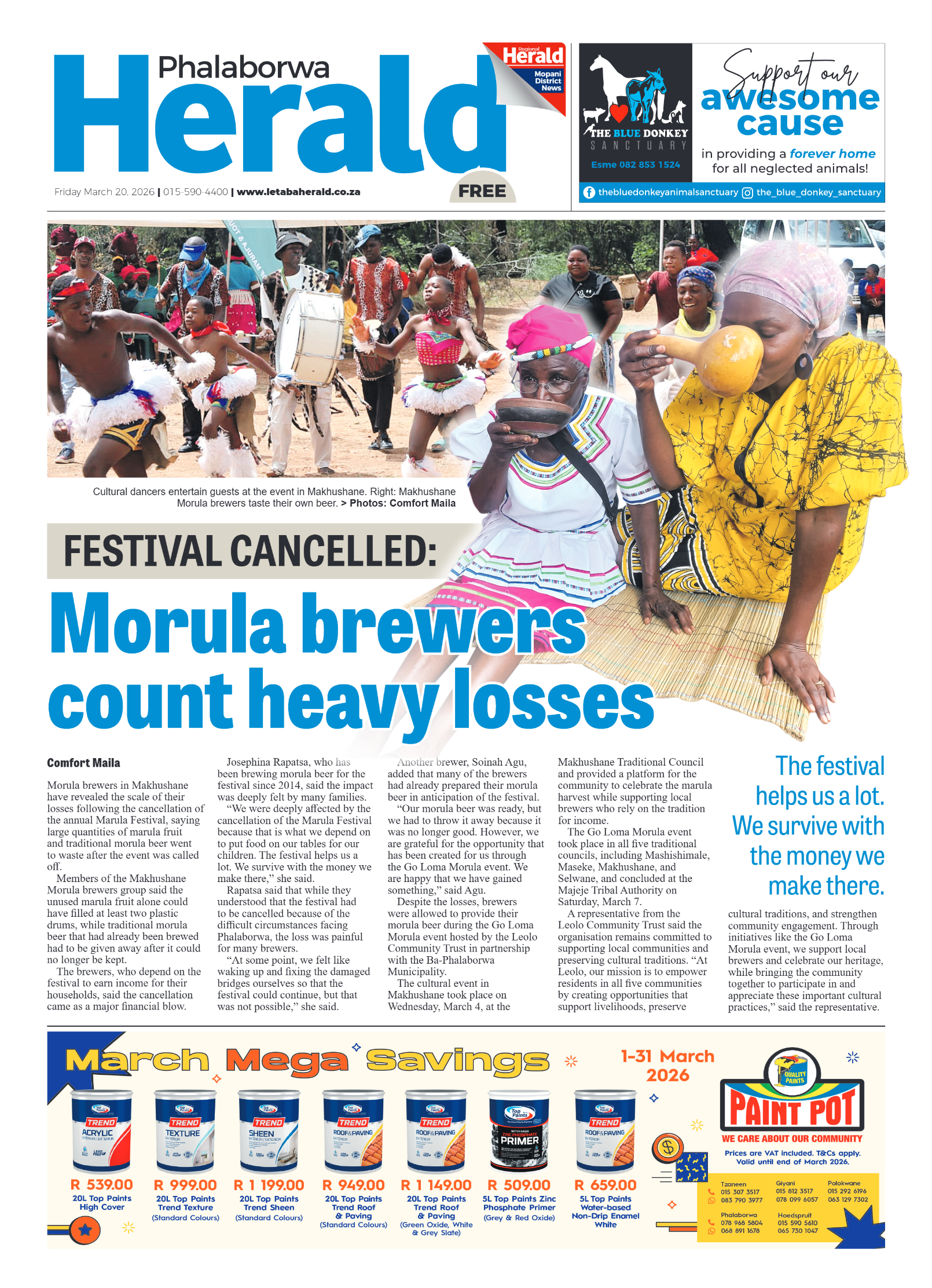 Phalaborwa Herald 20 March 2026 page 1