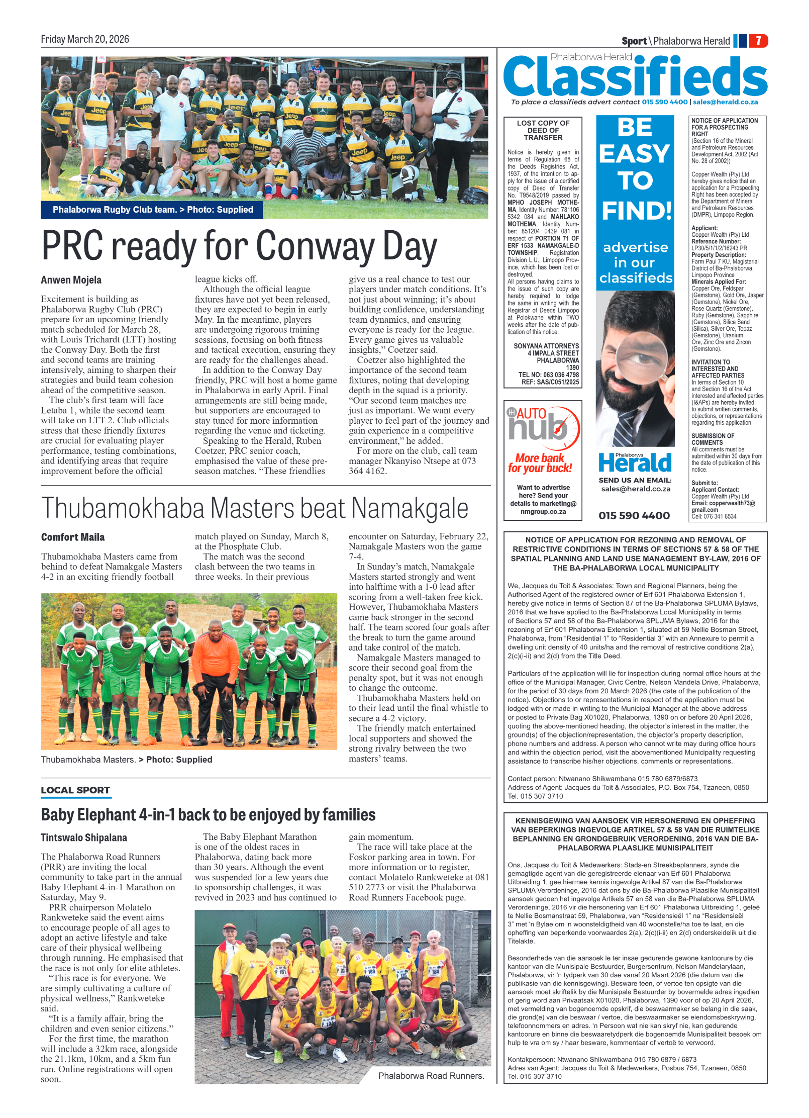 Phalaborwa Herald 20 March 2026 page 11
