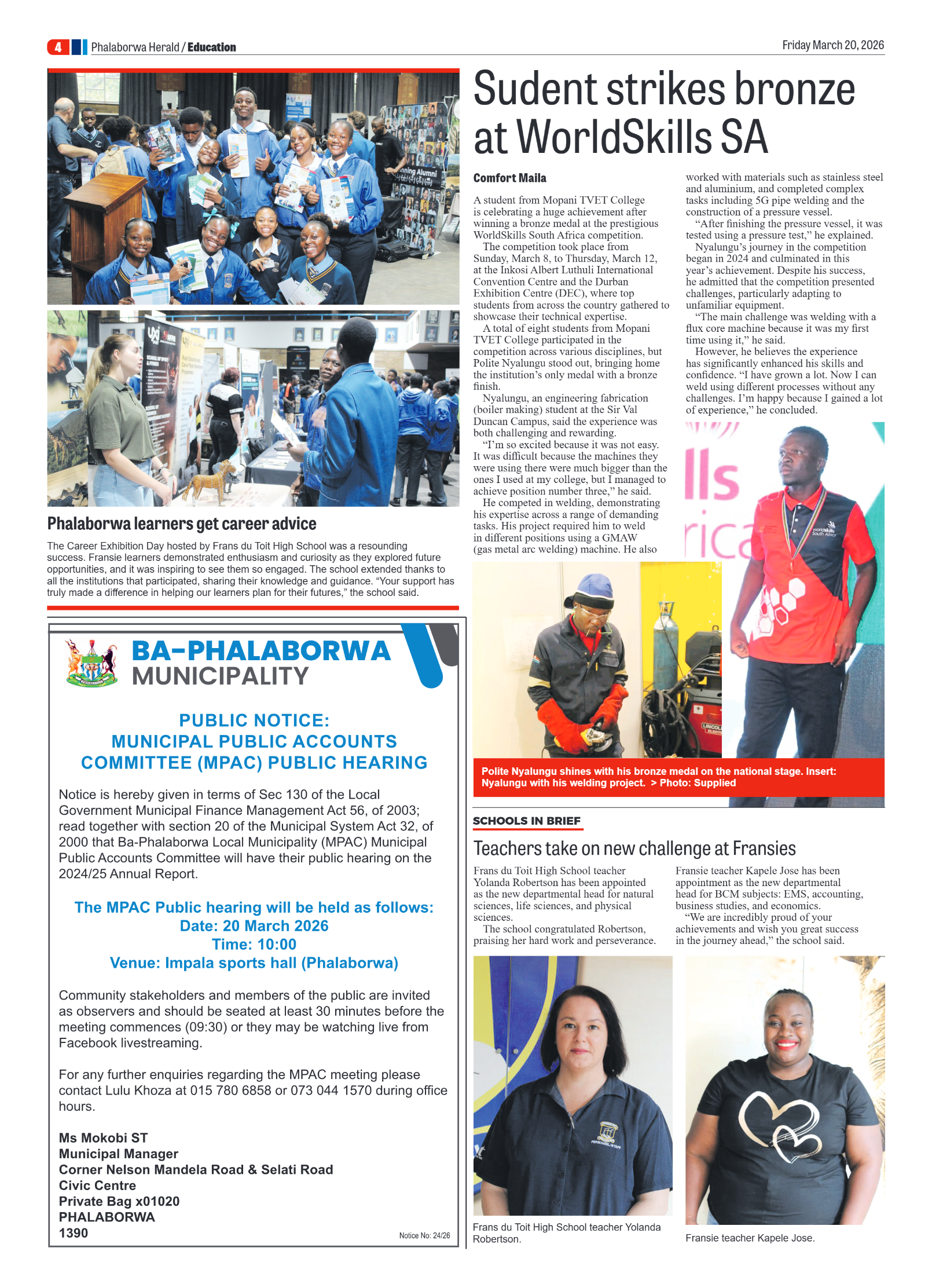 Phalaborwa Herald 20 March 2026 page 4