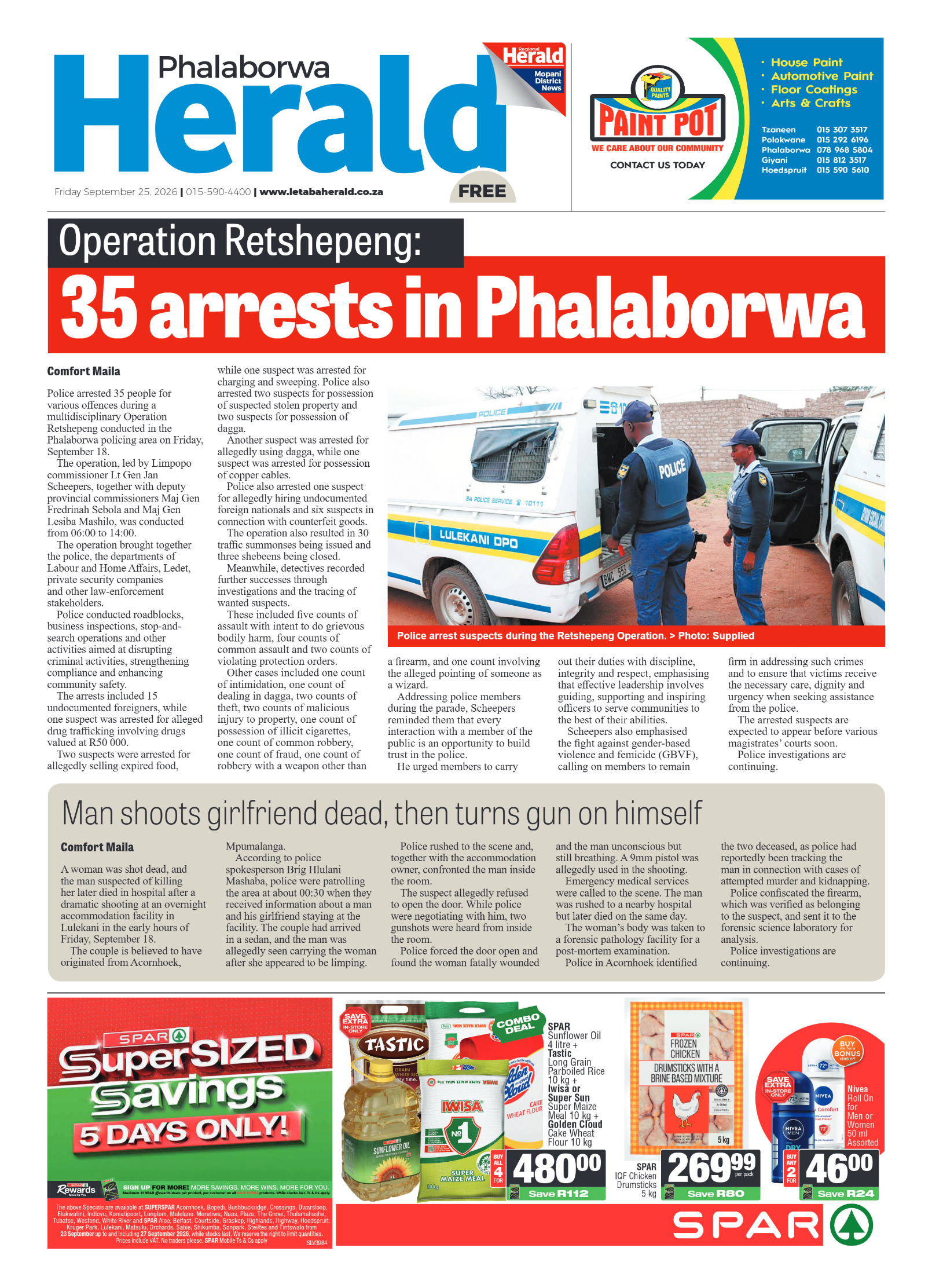 Phalaborwa Herald 25 September 2026 page 1