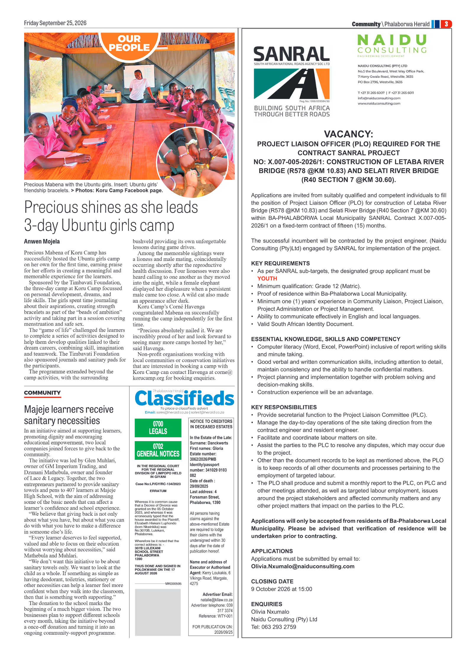 Phalaborwa Herald 25 September 2026 page 11
