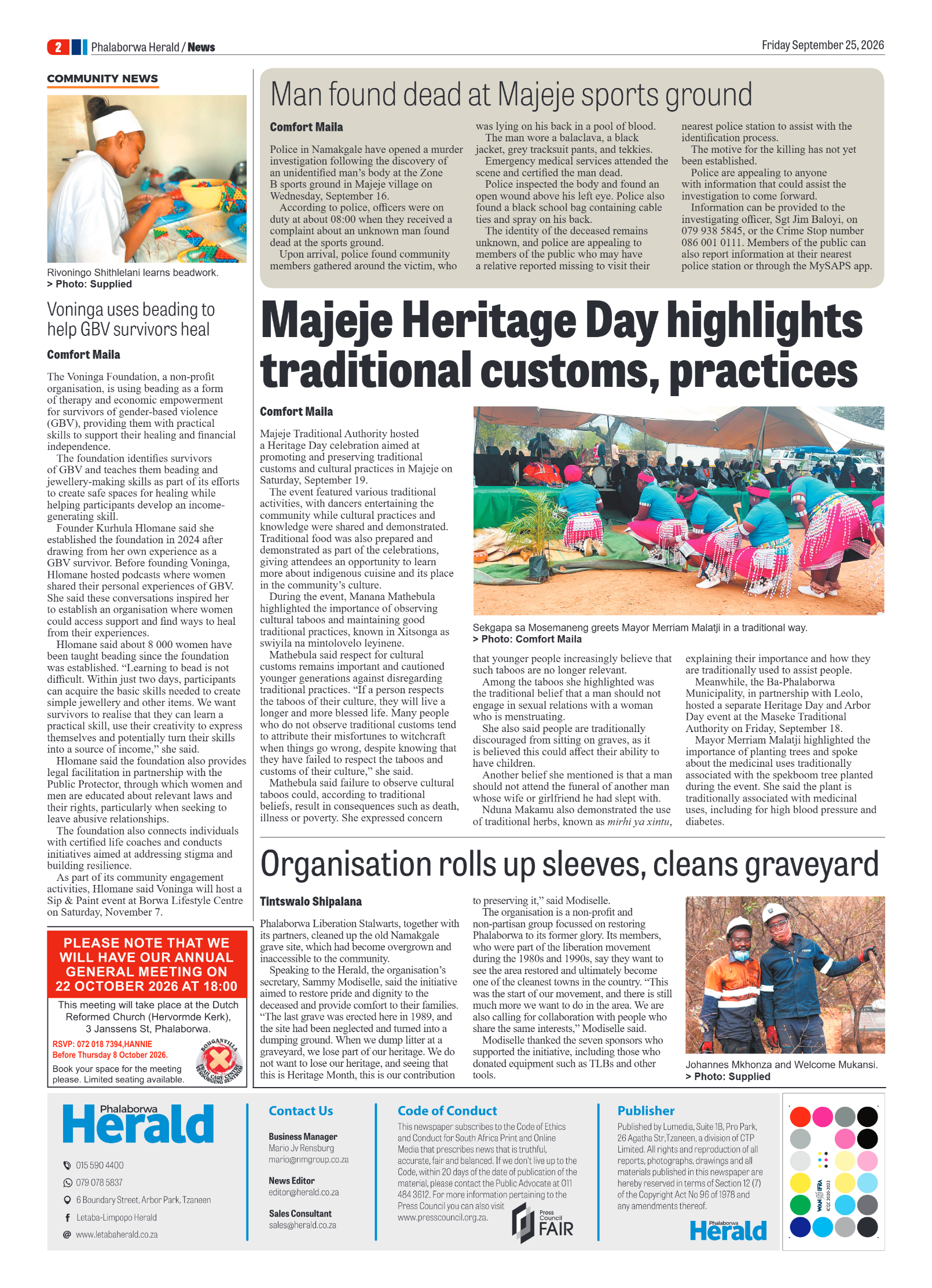 Phalaborwa Herald 25 September 2026 page 2