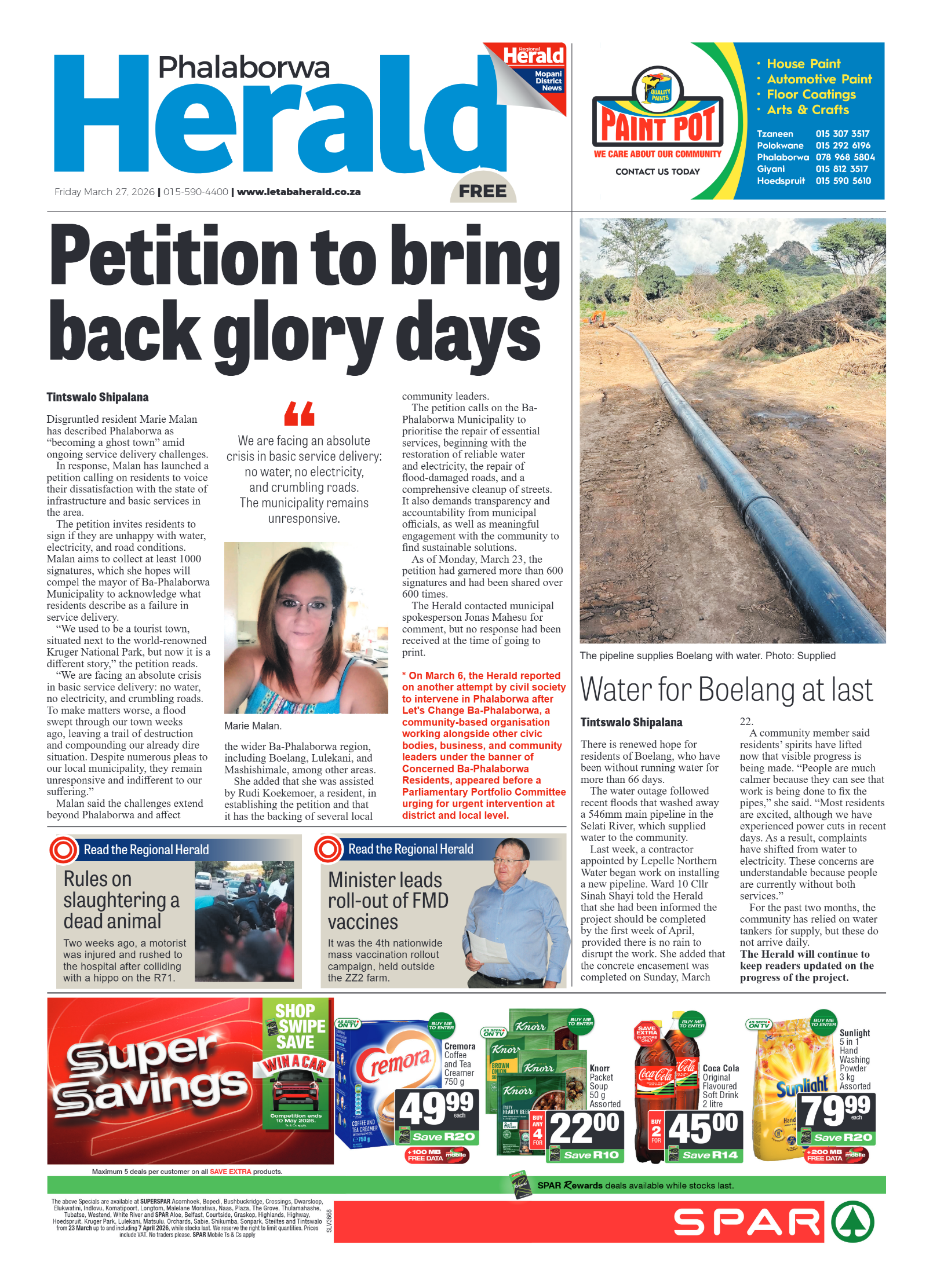 Phalaborwa Herald 27 March 2026 page 1