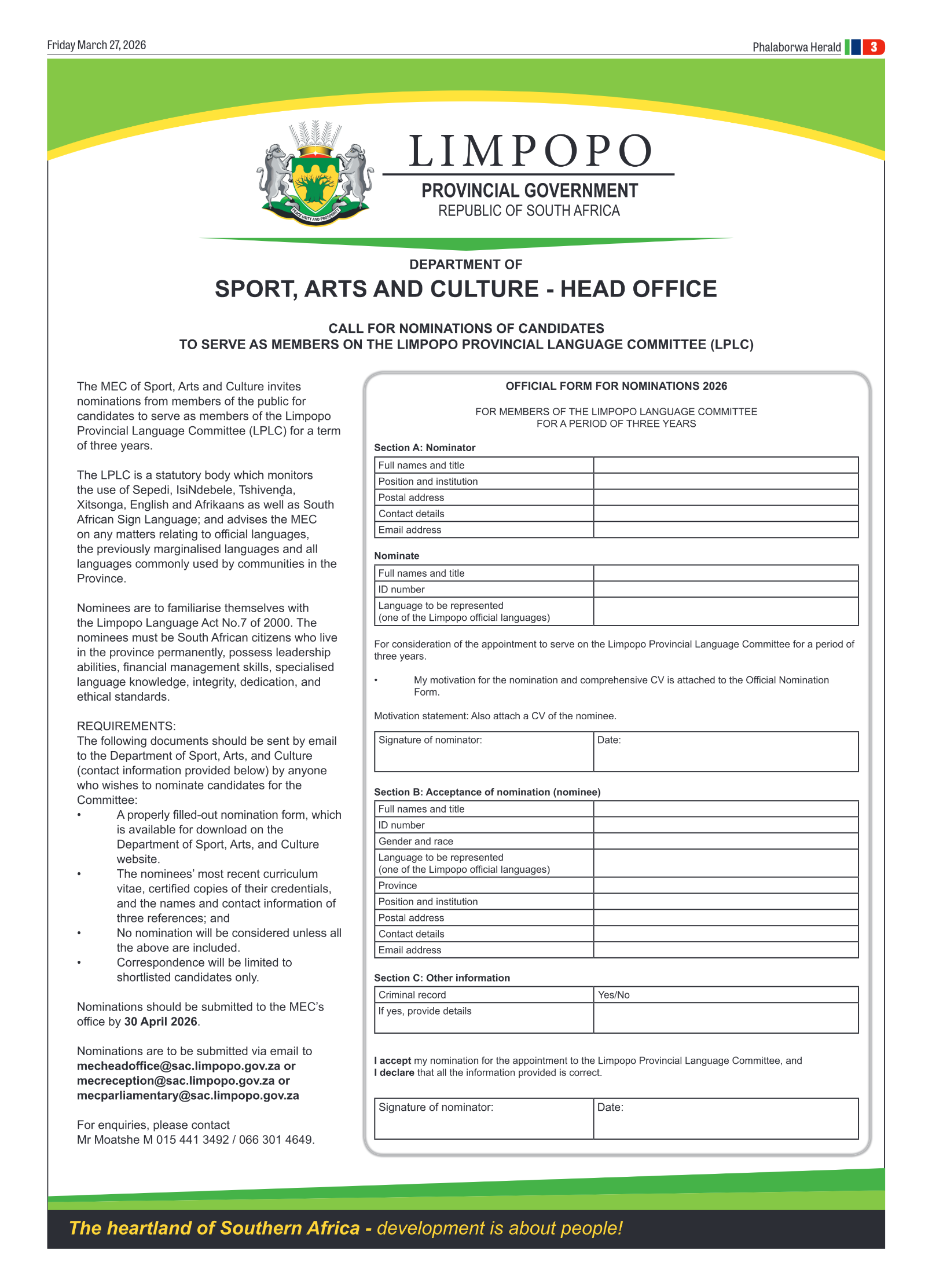 Phalaborwa Herald 27 March 2026 page 11