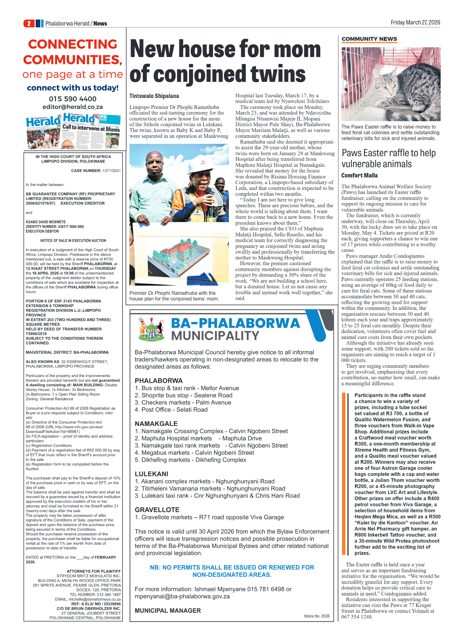 Phalaborwa Herald 27 March 2026 page 2