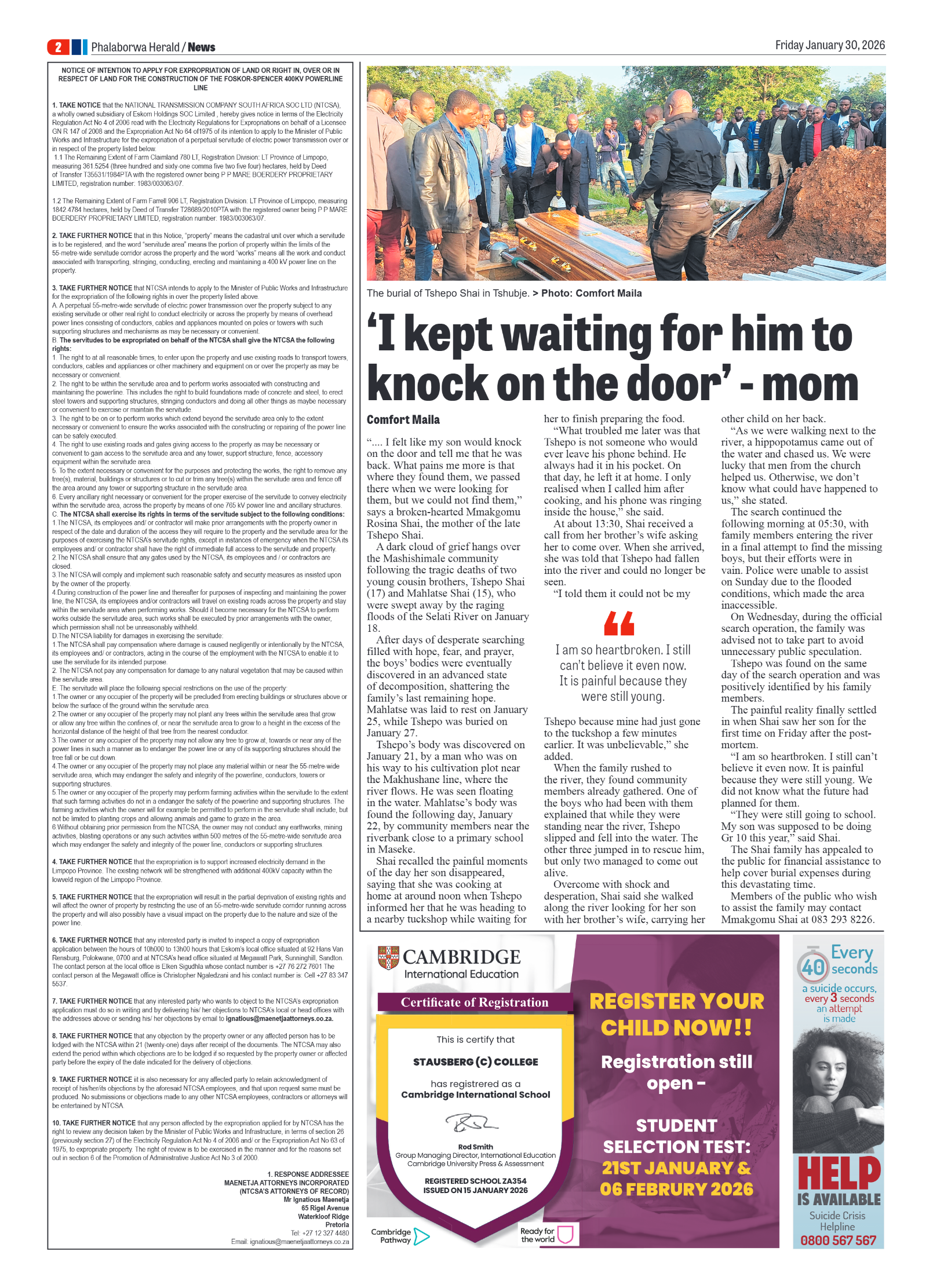 Phalaborwa Herald 30 Jan 2026 page 2