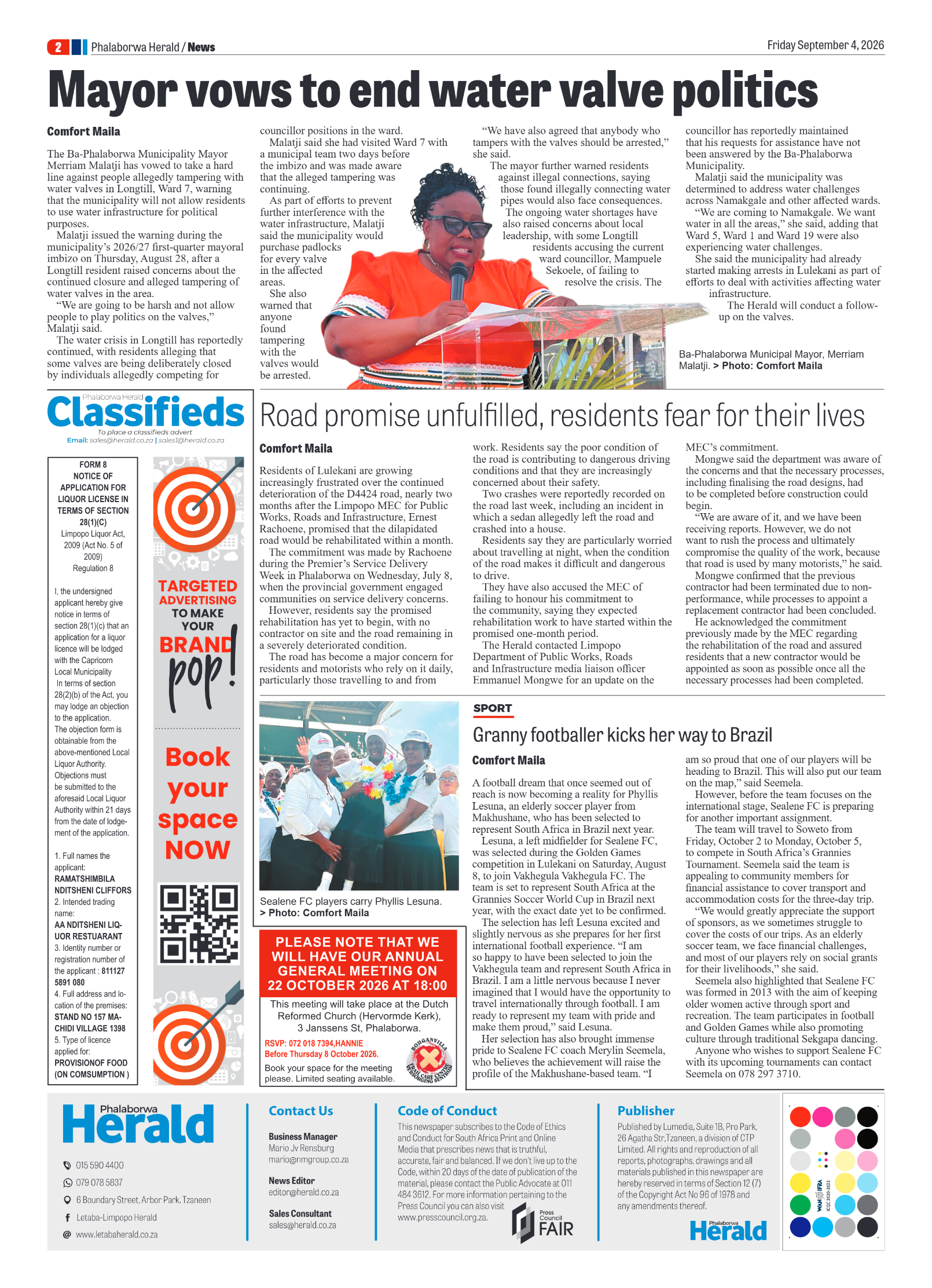 Phalaborwa Herald 4 September 2026 page 2