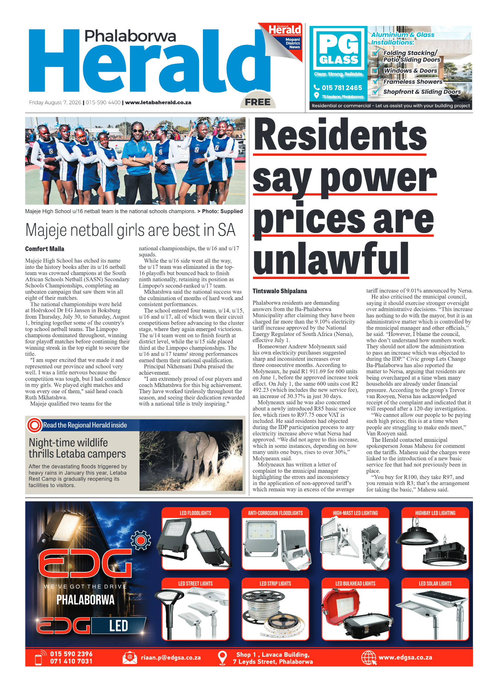 Phalaborwa Herald 7 August 2026 page 1
