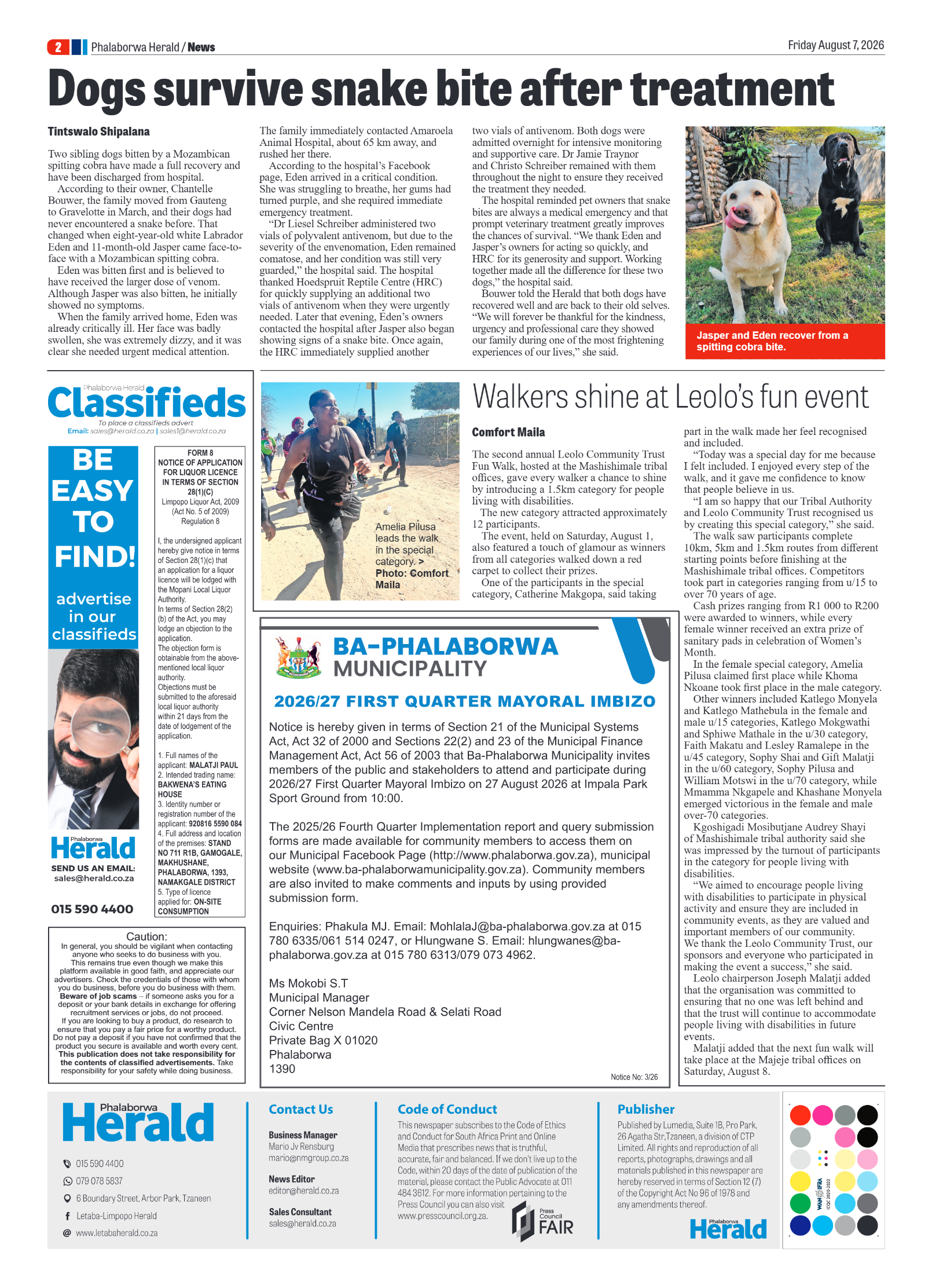 Phalaborwa Herald 7 August 2026 page 2