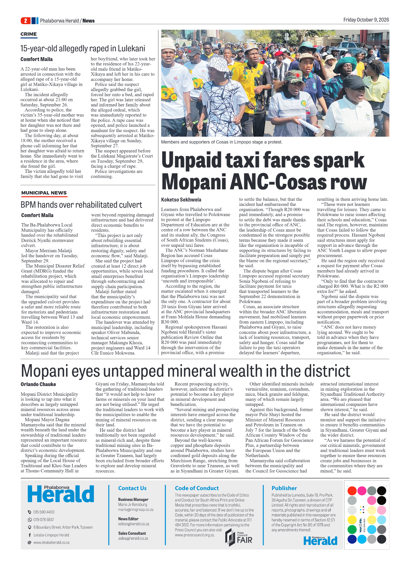 Phalaborwa Herald 9 October 2026 page 2
